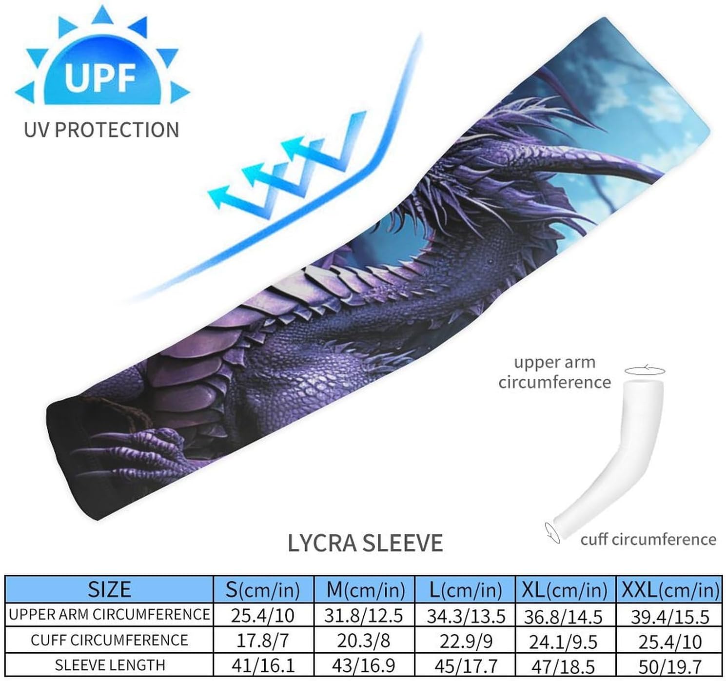 Purple Dragon Purple Moon Arm Sleeves for Men Women Sun Protection Sleeves Cooling Compression Arm Covers for Sport
