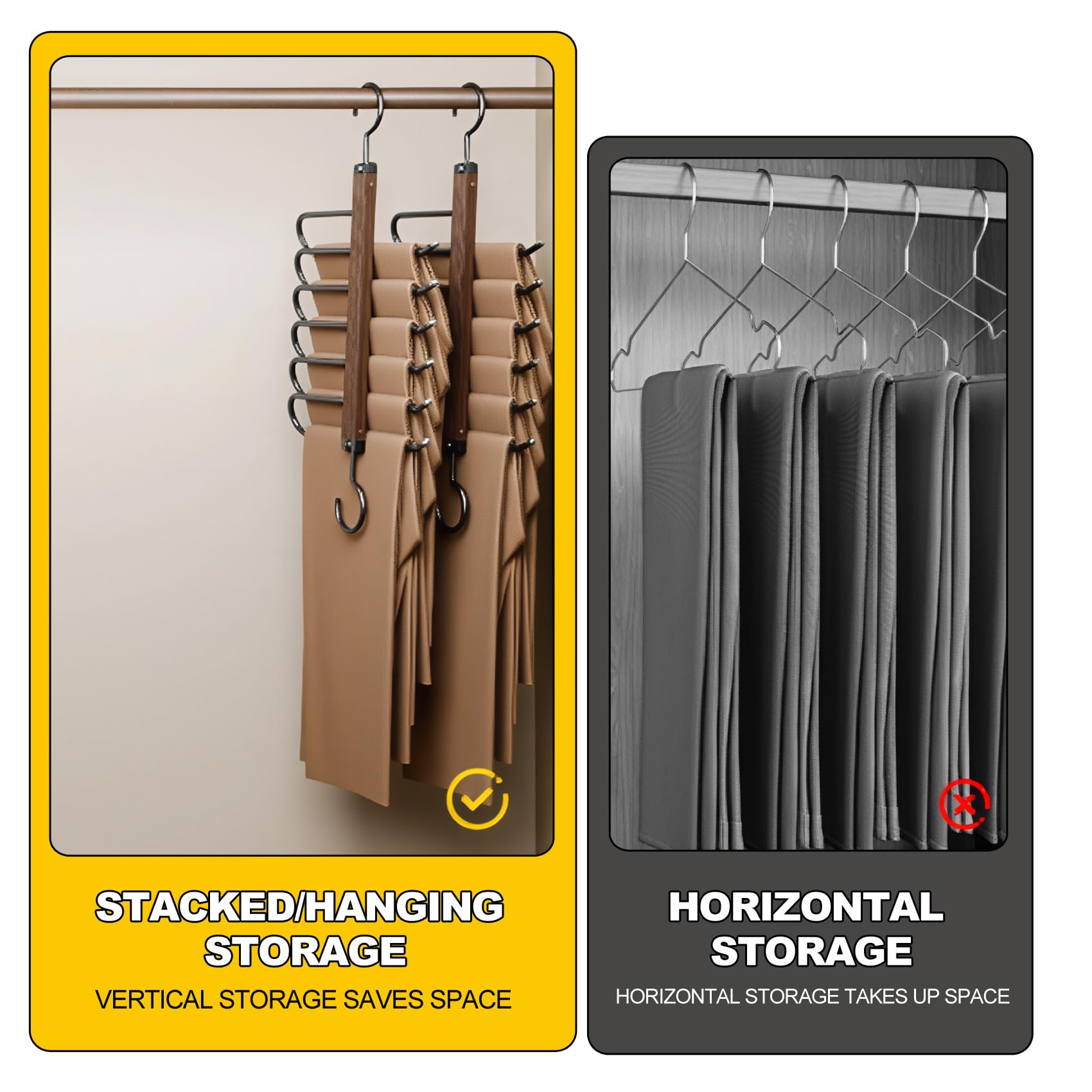 6 in 1 Grucce Pantaloni, Organizer Armadio (2 Pezzi)