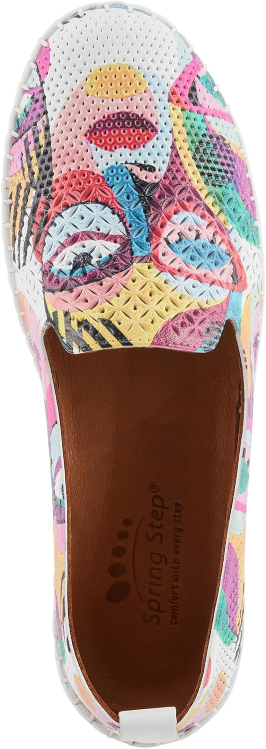 Spring Step Carraway Women's Leather Flats with Cushioned Footbed, Print, Detail