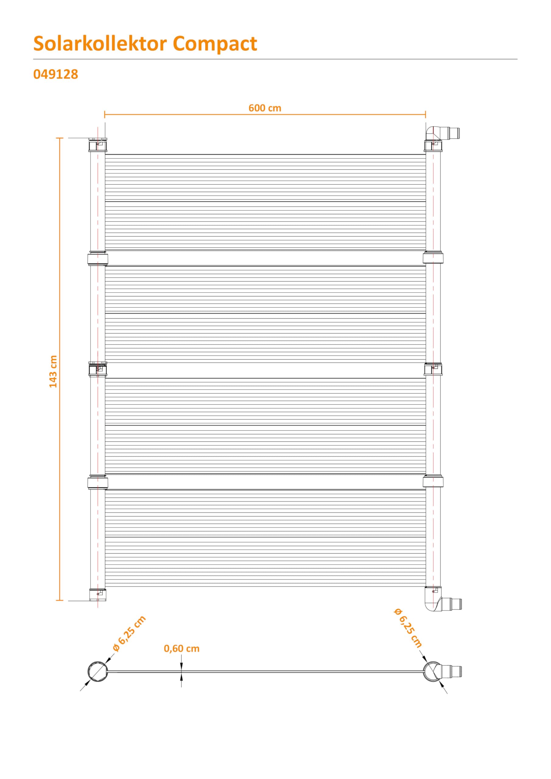 STEINBACH Colector Solar Compact – 049128 – Colectores de LDPE Piscinas de hasta 40.000 l – También Apto para Agua Salada – 600 x 140 cm