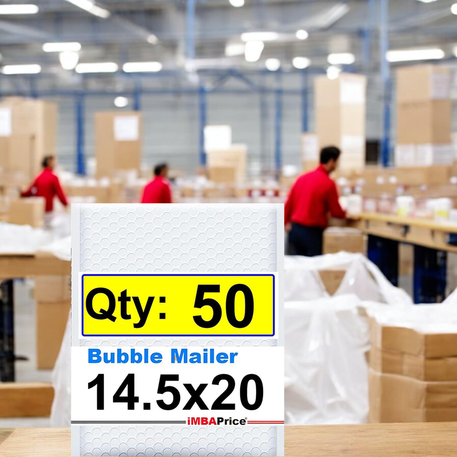 iMBAPrice 50-Pack #7 (14.25" x 20") Premium Pure White Color Self Seal Poly Bubble Mailers Padded Shipping Envelopes (Total 50 Bags)