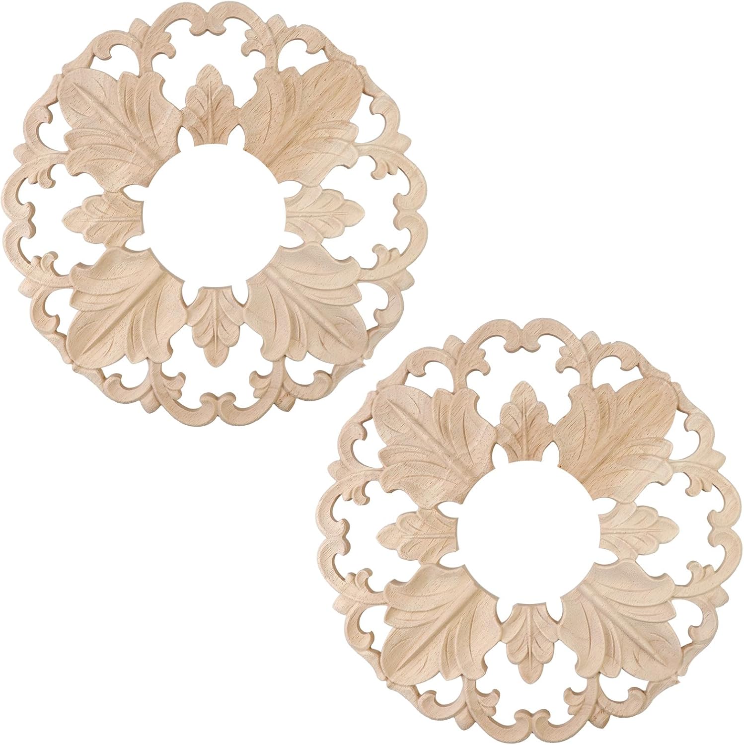 Antrader Ceiling Medallion,2Pcs Wood Ceiling Cover Home Lighting Ceiling Medallions Ring Ceiling Fan Medallion for Light Fixtures and Ceiling Fans,3.15" ID x 9.29" OD