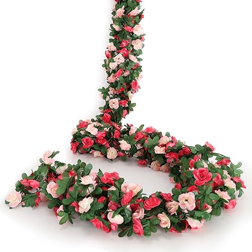 AWARDSEN Guirnalda de flores para telón de fondo de pared, enredaderas de rosas para decoración de 5 piezas, 41 pies