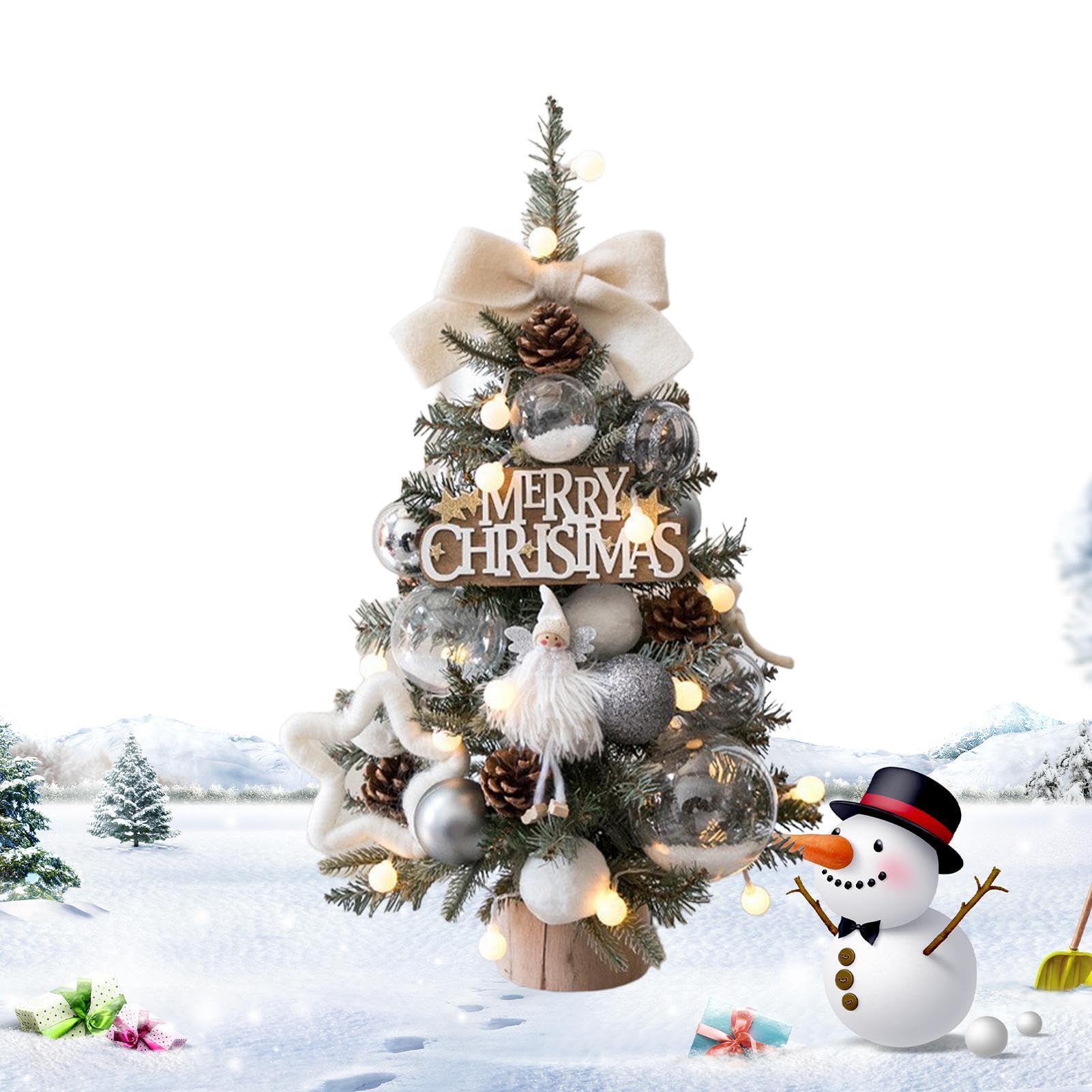 albero di Natale artificiale illuminato da tavolo, 45,7 cm, ornamenti festivi, centrotavola da tavola, ideale per la decorazione della casa, le vacanze, la decorazione e l'esposizione dello | festivi, centrotavola da tavola, ideale per la decorazione dell
