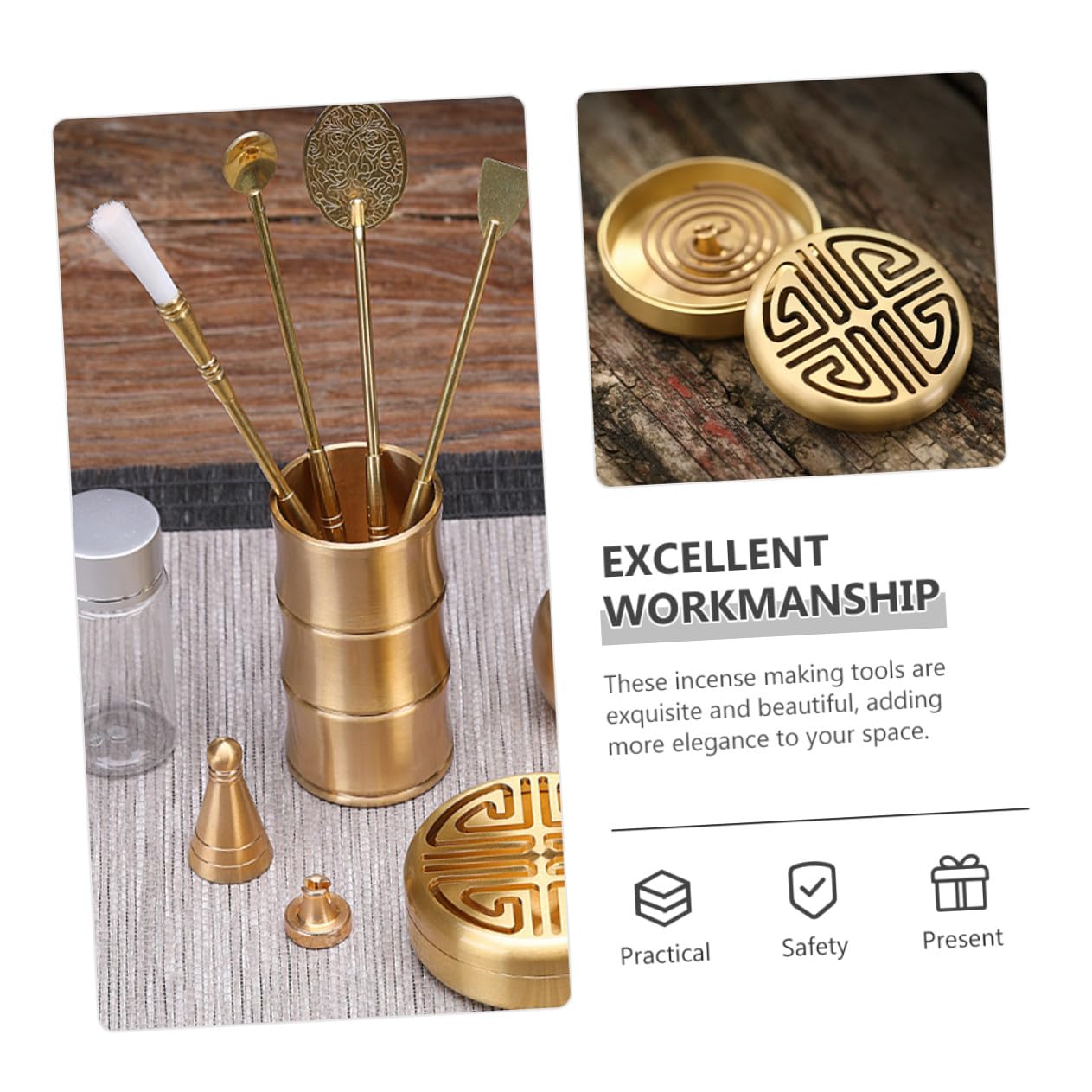 Toyvian Kit de Incienso en Polvo 11 Piezas Molde para Hacer Conos Herramientas para Hacer Incienso en Polvo Material Liso Fácil de Limpiar Adecuado para Yoga y Meditación