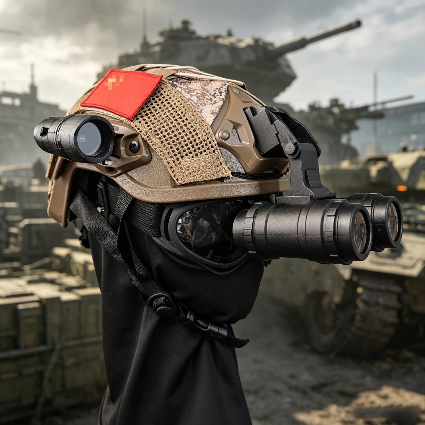 Taktisches Helm Zubehör Set mit GPNVG-18 NVG Modell, Helm Rails und Taschenlampe, Militär Cosplay Prop Set für Jugendliche und Erwachsene