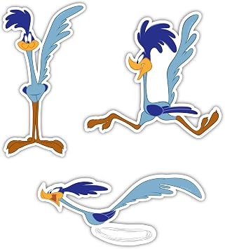 Elektroplate Officially Licensed Looney Tunes Road Runner Dynamic Decals | Premium Automotive-Grade All Weather Vinyl Stickers for Car, Water Bottle, Laptop, Phone & More| Made in the USA | Set of 3