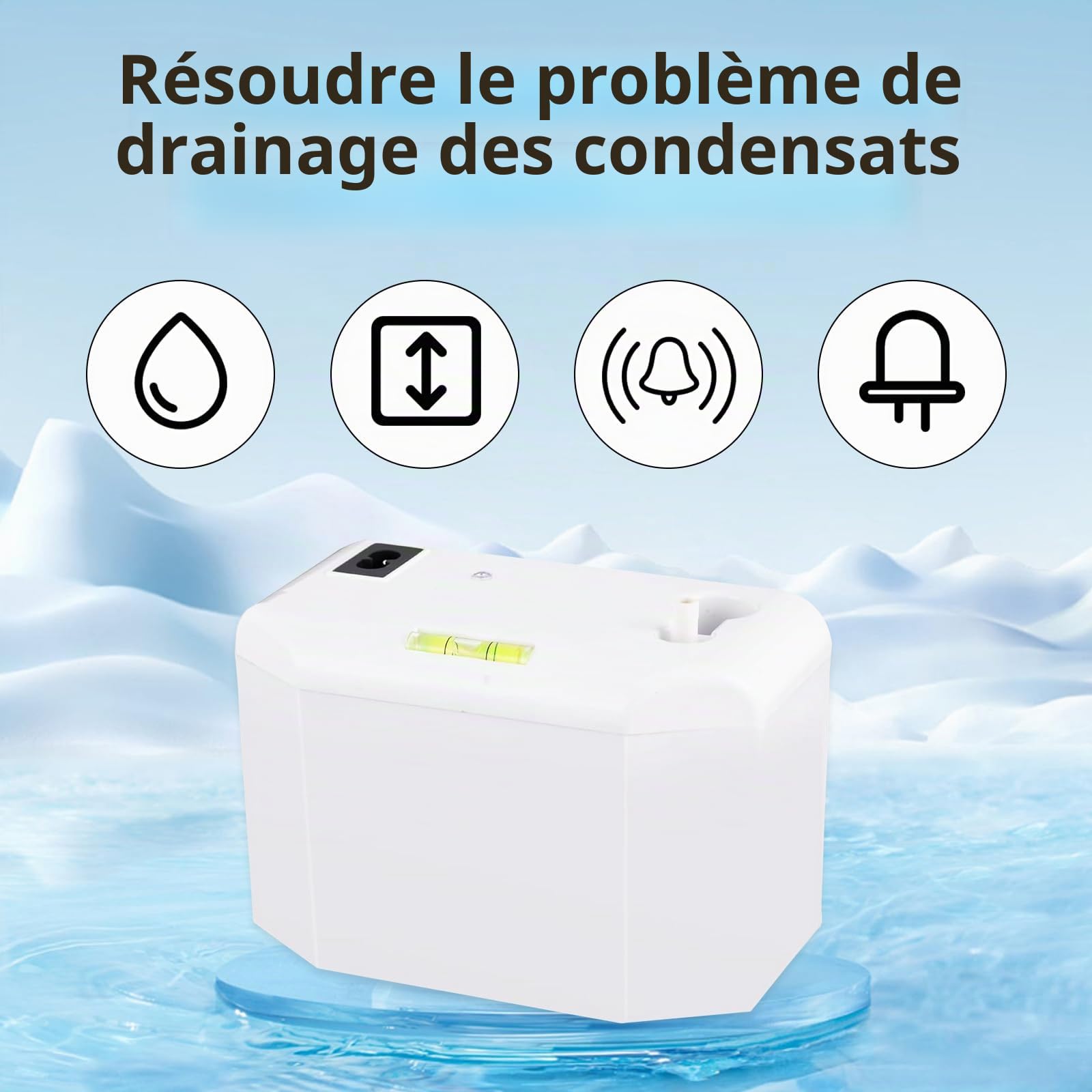 Pompe à condensat 24 l/h 8 kW, tuyau 5 m - Climatisation - Réservoir 200 ml, levage condensation, alarme débordement
