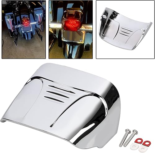 Miniatura 3 de SHMTOOL Cubierta cromada para luz trasera de motocicleta, sin ranuras, compatible con Harley Wide Glide Touring Street Electra Glide Road King Glide