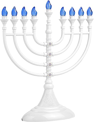 Aviv Judaica Hanukkah Menorah électrique traditionnelle à LED – Batterie ou USB 