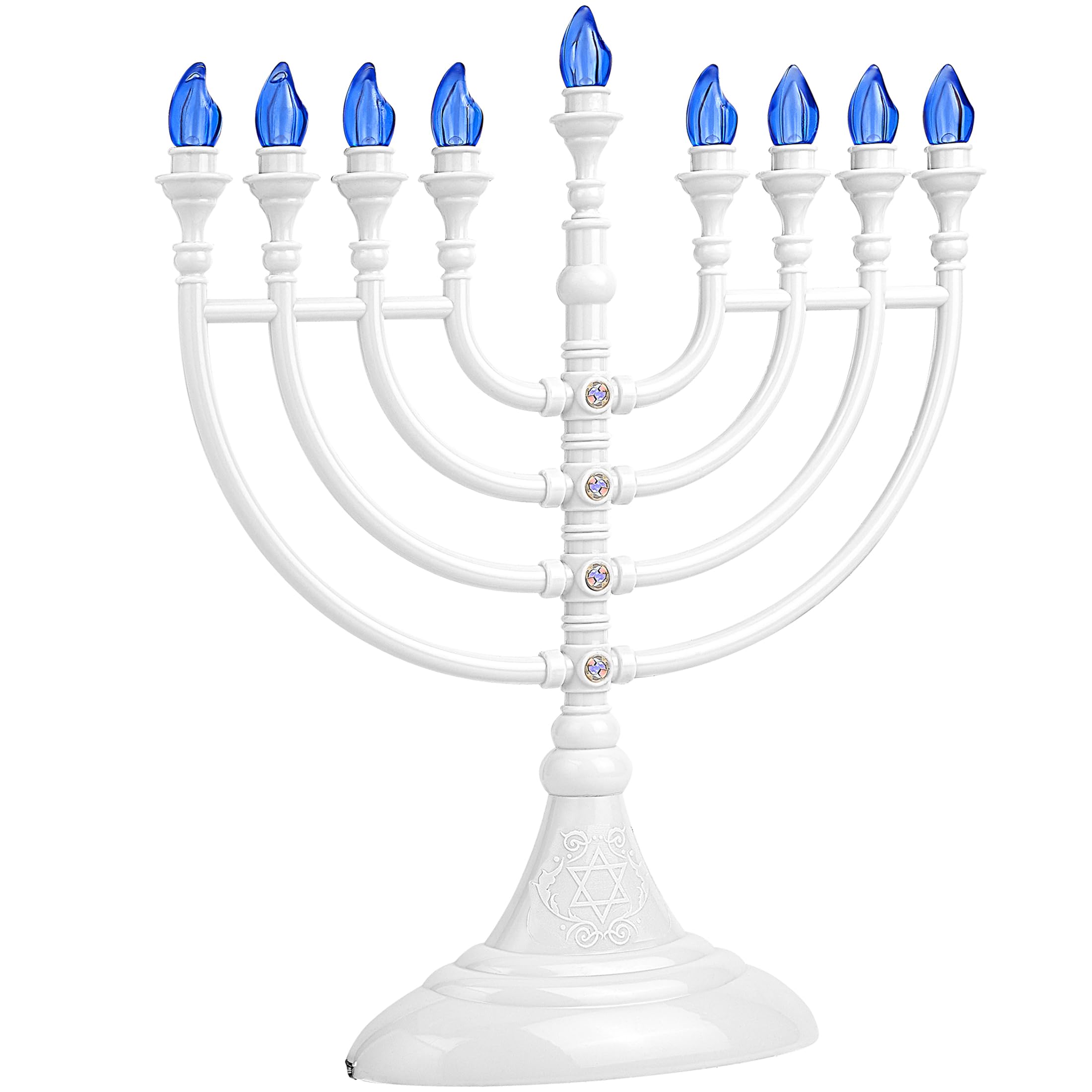 Aviv Judaica White Led Battery Operated Menorah