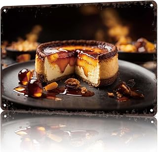 Funny Signs Burnt Basque Cheesecake Tin Sign Vintage Metal Signs For Restaurant Kitchen Bar Cafe Wall Decor 8x12inch
