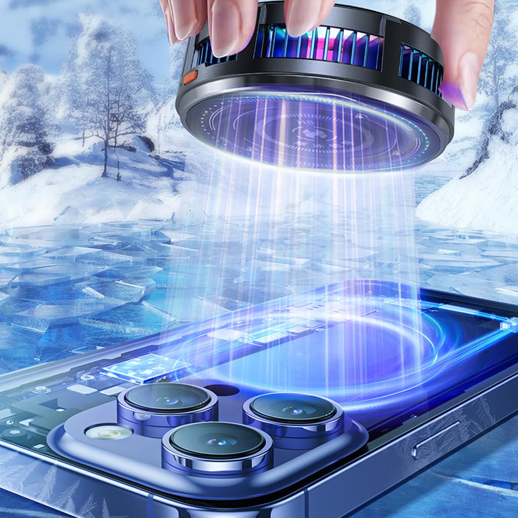 Raffreddamento per telefono cellulare con luce LED, ventola di raffreddamento magnetica con 3 livelli, radiatore di raffreddamento a semiconduttore per videogiochi live streaming