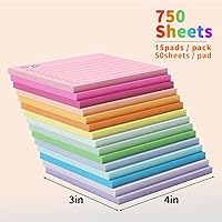 Vista 2 de EOOUT 15 Pack Lined Sticky Notes, 3"x4", 750 Sheets, To-Do List Notepad, 15 Colors, Square Sticky Notes for Office, Meeting, School, Home