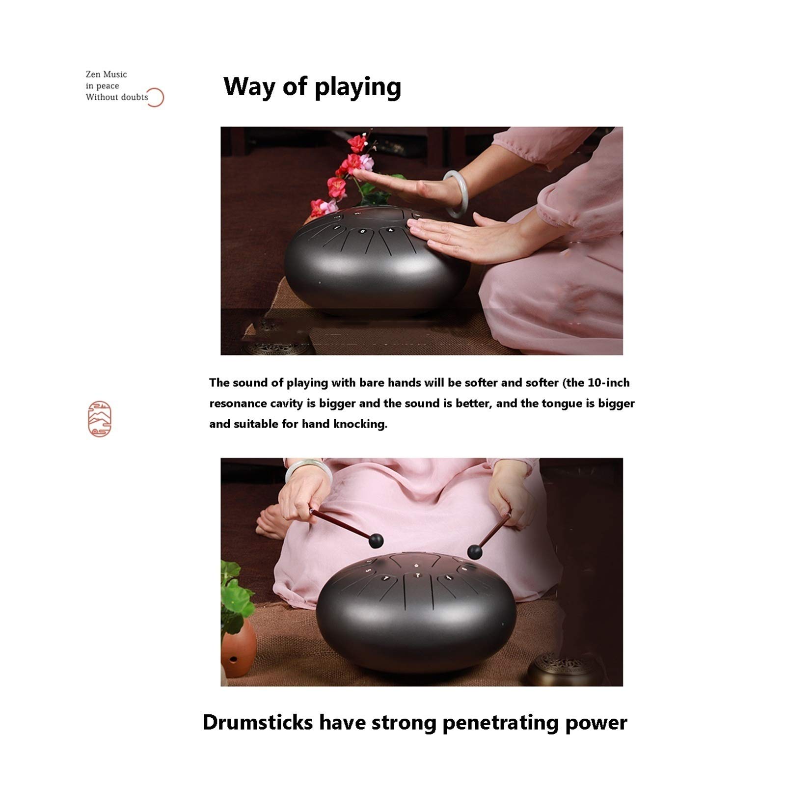 Tamburo in acciaio Tongue 13-tono Strumentazione percussioni da 12 pollici-C Key, regalo per adulti e bambini, meditazione, yoga e zen (33 cm) (Color : C)