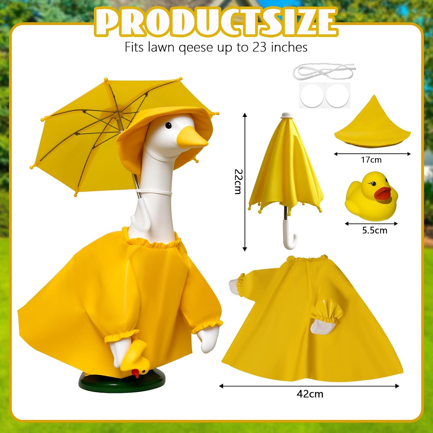Porches Goose Raincoat Garden Decor, Porches Goose Outfit Dress up for 23 inches Goose Statue - Outdoor Statue Outfit Dress Up & Clothing for Patio Yard Decoration and Patio - Image 3