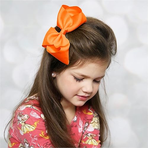 Miniatura 4 de AILEAM Lazos para el pelo para niñas, 6 clips de lazos para niñas pequeñas, clips de cinta de grogrén rojo, accesorios para el cabello para niños (6
