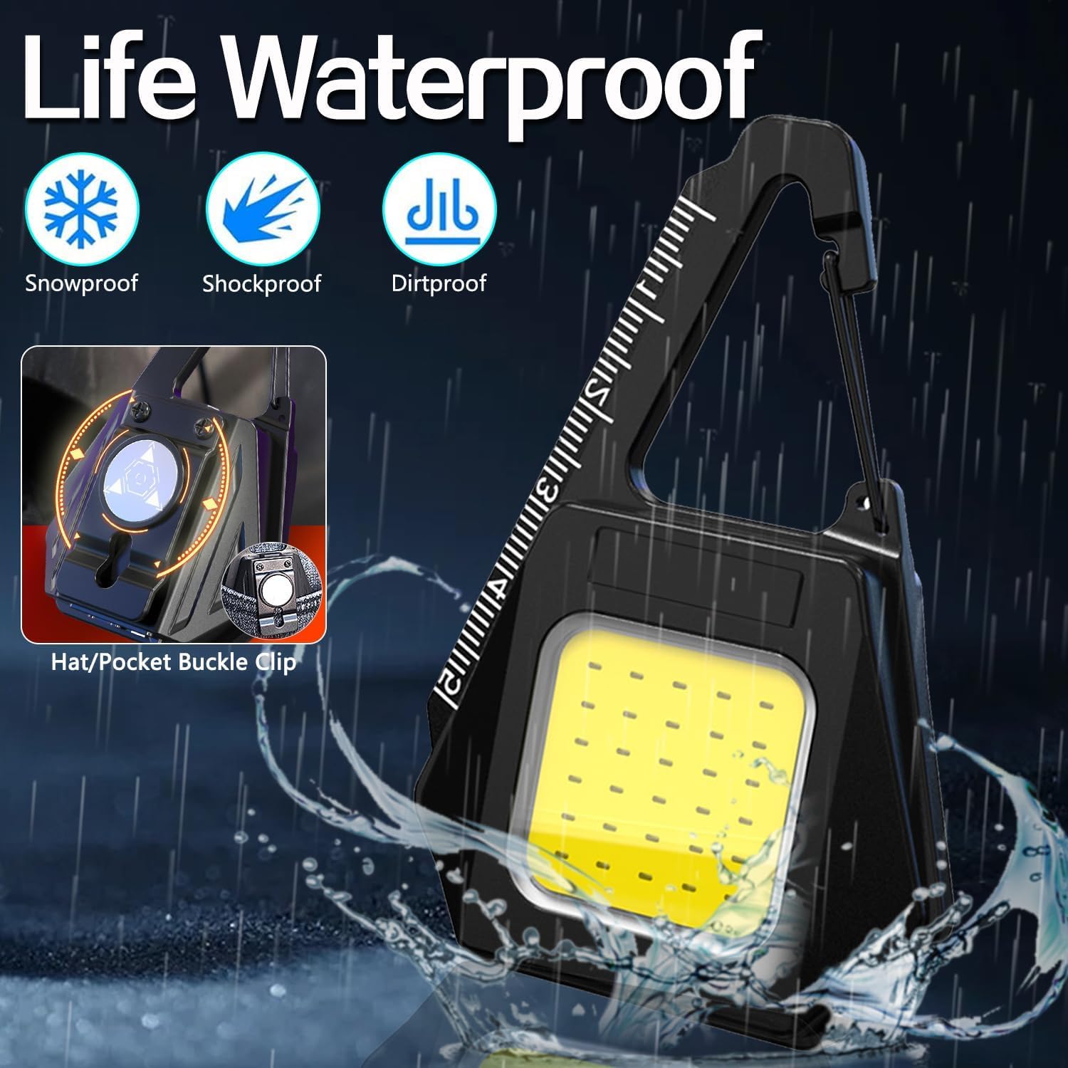 Rechargeable Work Light Rechargeable COB Keychain Light - Magnetic Work Light With Ruler For Emergency & Camping Cob Keychain Work Light