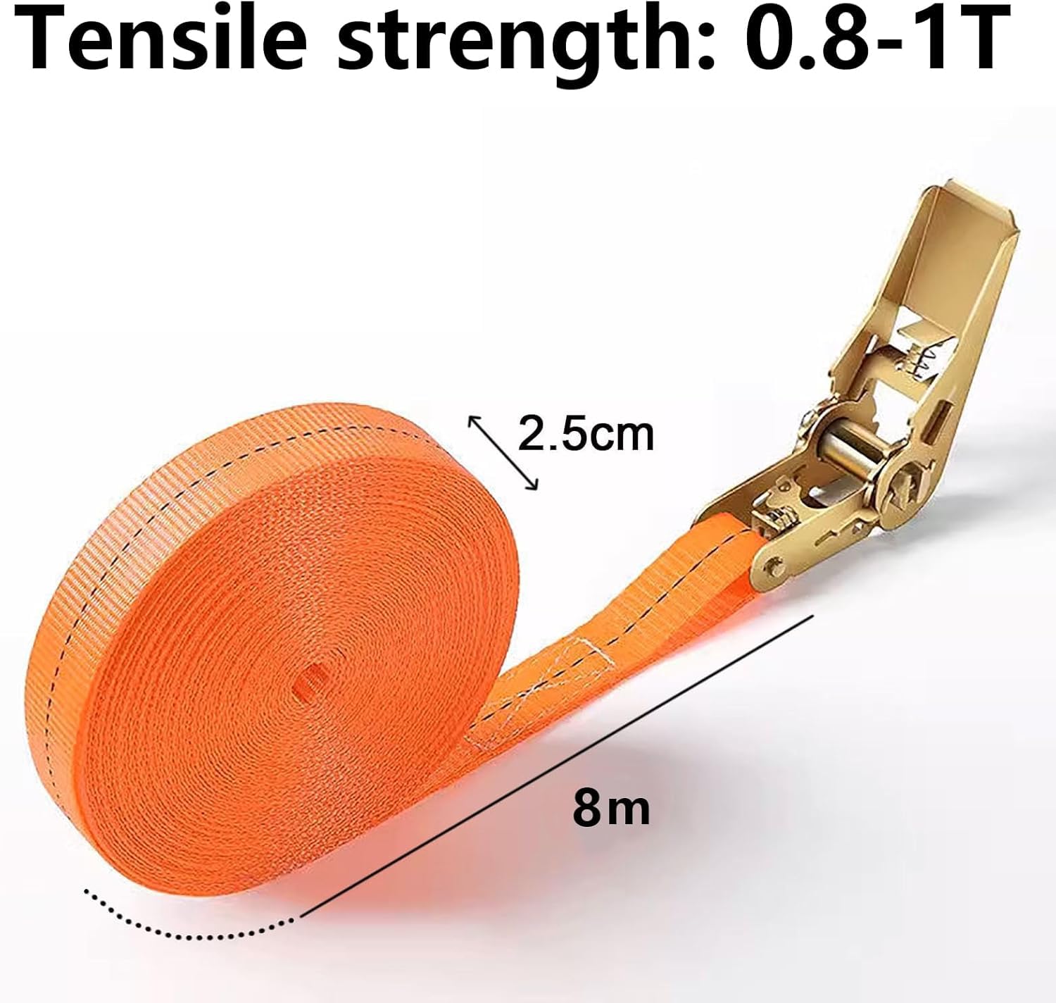 2 Pièces 8m Sangle d'Arrimage, BetterJonny Sangle à Cliquet avec Boucle de Serrage, 1000KG Sangle de Fixation,Largeur de Sangle 25 mm,Sangle à cliquet avec cliquet pour Fixation Voiture,Moto,Bagage