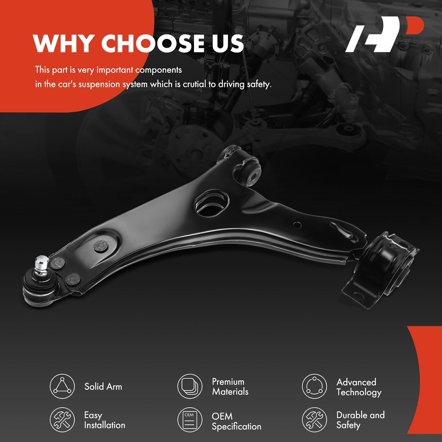 A-Premium Front Left Lower Control Arm, with Ball Joint & Bushing, Compatible with Ford Focus 2000 2001 2002 2003 2004