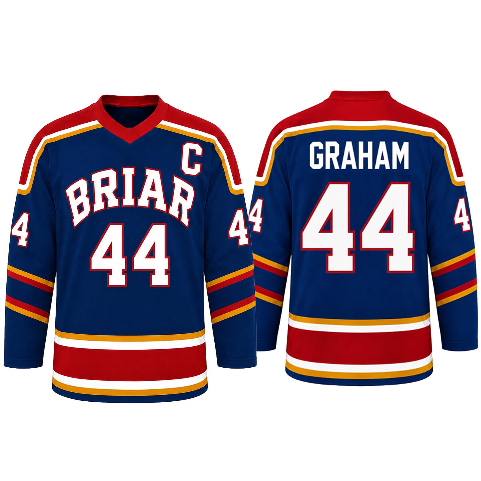 Off Campus Merch Off Campus Hockey Jersey Graham 44 & Logan 22 & Tucker 46 & Di Laurentis 66 Briar U Jersey Shirts Unisex Long Sleeve Briar Hockey Shirts for Fans 01-Dark Blue S