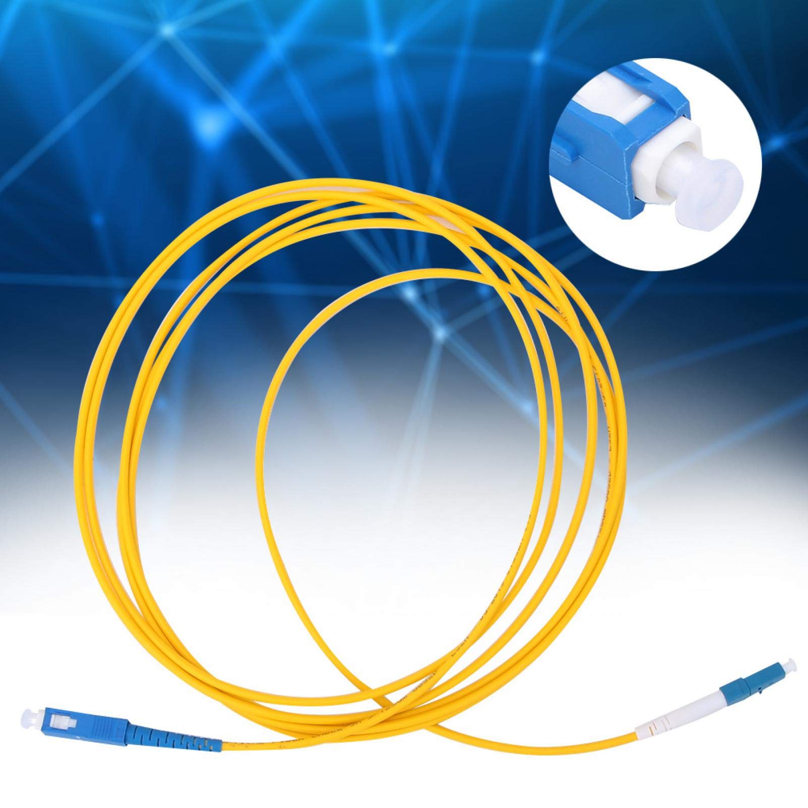 Câble Fibre Optique LC/UPC Vers SC/UPC - Lot De 2, Longueur 3 M, Jaune, PVC, Pour Réseaux Domestiques Ou Professionnels
