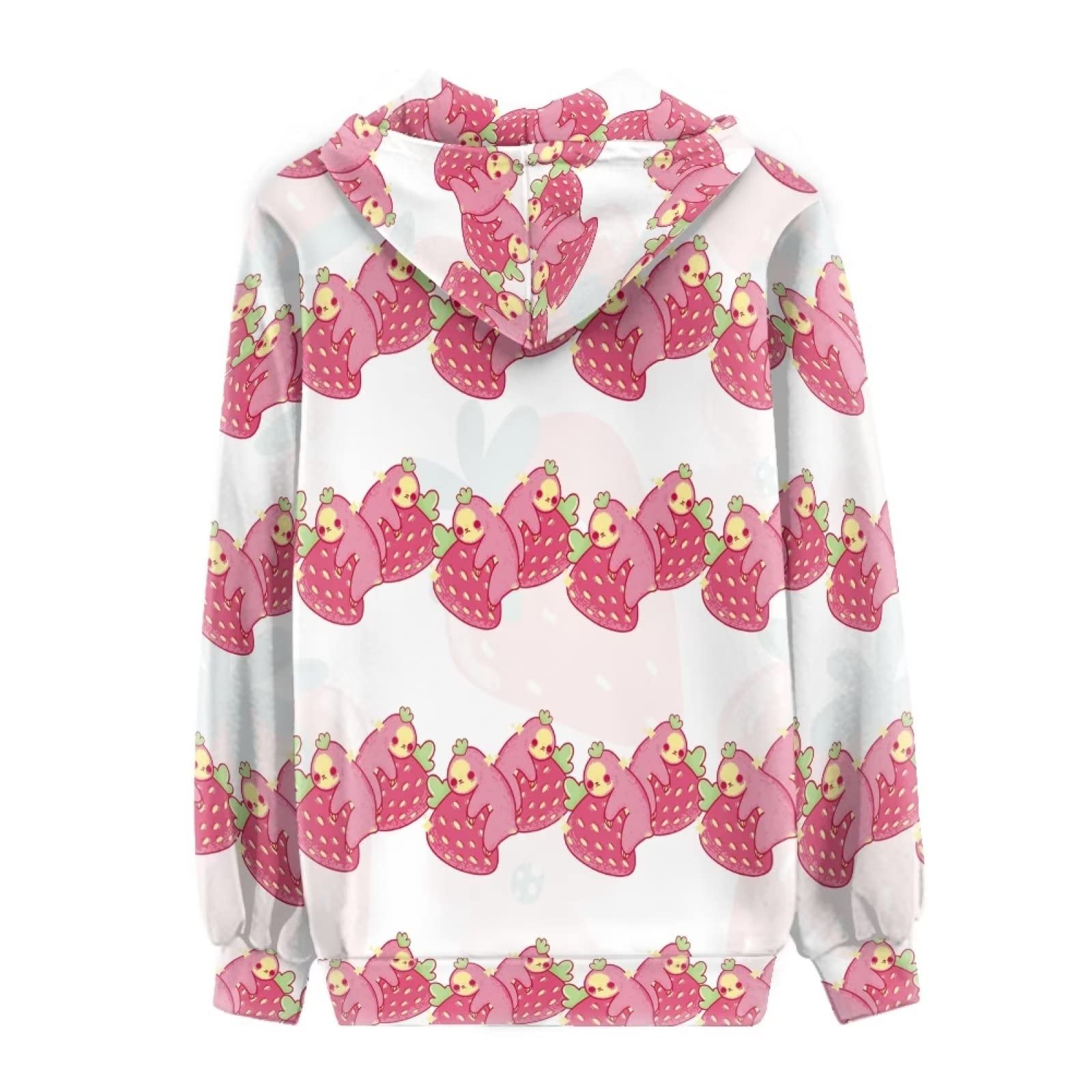 HUIACONG Bluza z kapturem zapinana na zamek błyskawiczny damska bluza z kapturem rozmiar XS-5XL nastolatki sweter, Różowy leniwiec truskawka, 3XL