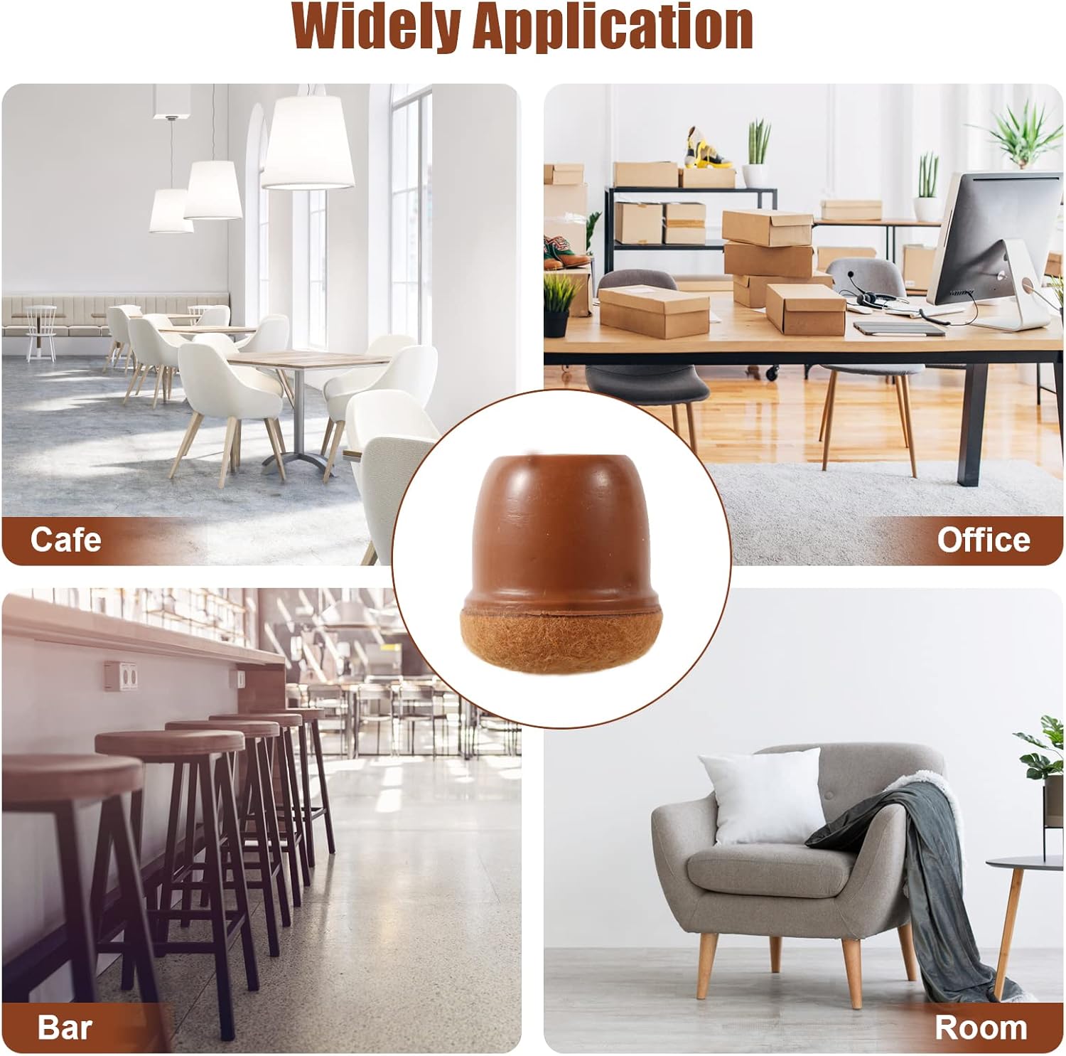16 Pcs Chair Leg Caps, Silicone Chair Leg Floor Protectors, ?Chair Leg Protectors for Hardwood Floors, Protect Hardwood Floor from Scratches (Round, Brown - Fit 0.8-1.2inch) ZH001