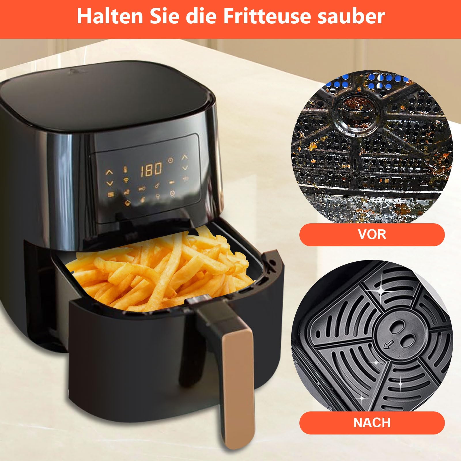 YUNYU 2 stuks siliconen luchtfriteuse voeringen, herbruikbare airfryer