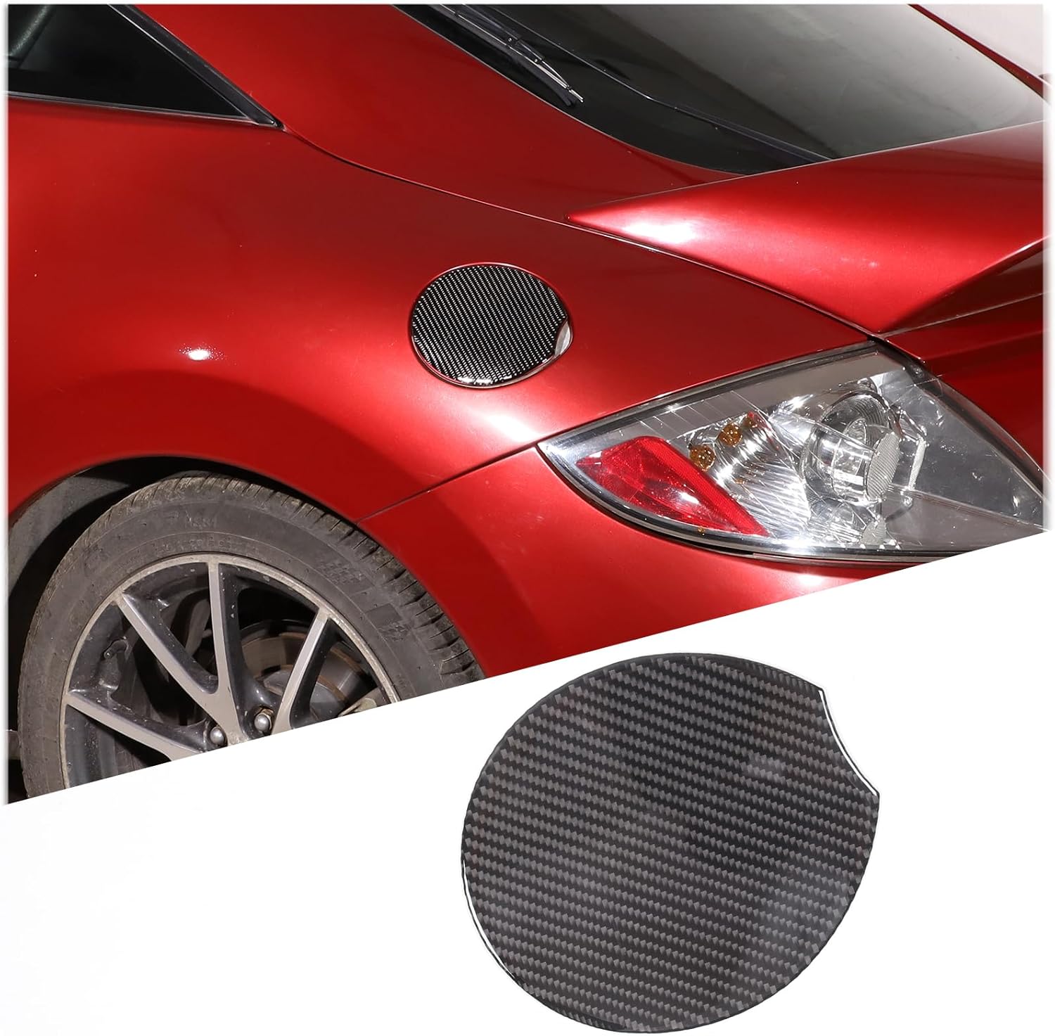 TOYCIDFG Gas Cap Tank Cover Trim Soft Carbon Fiber Compatible with Mitsubishi Eclipse 2006-2011 Interior Accessories