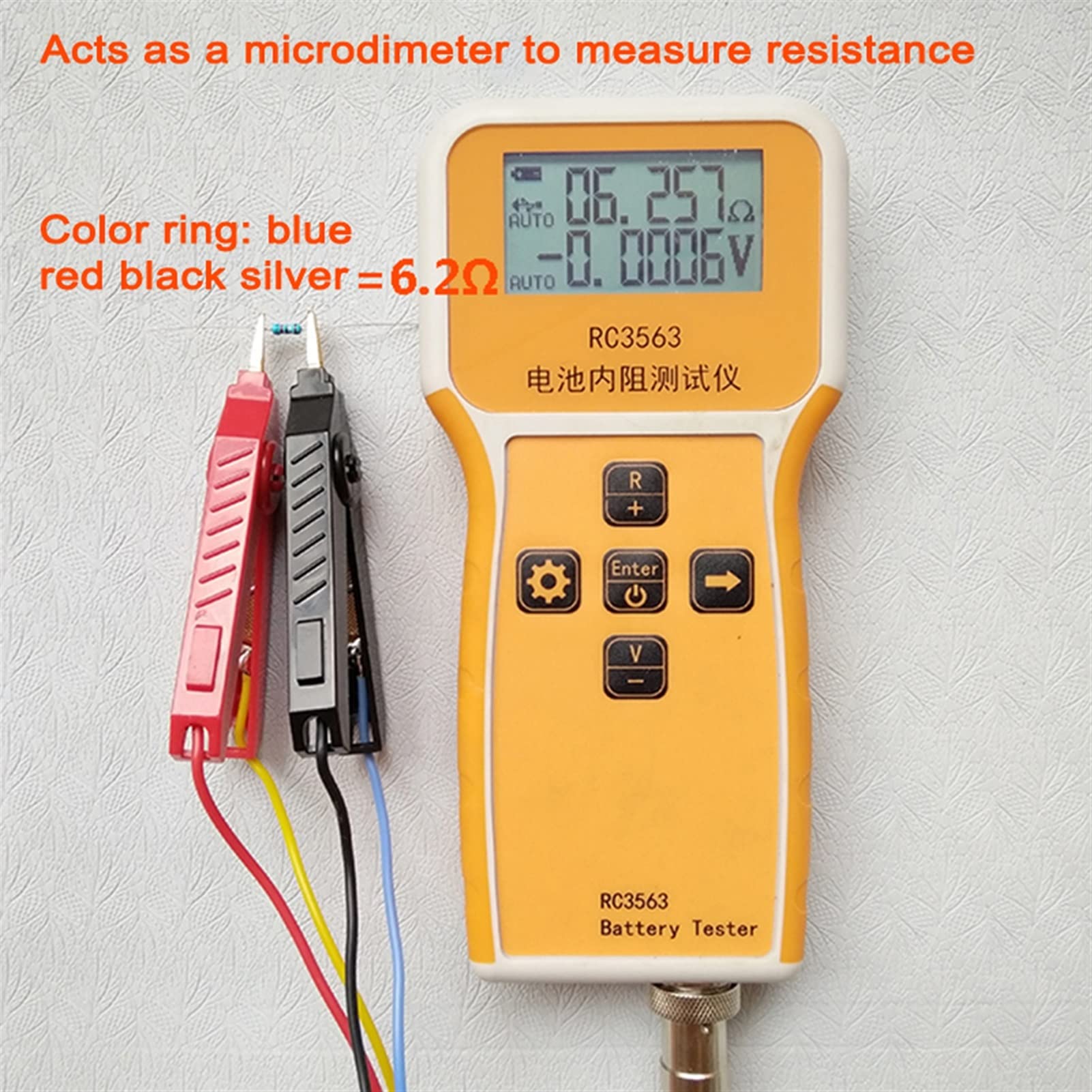 BASSFLY Sonda de Alta Gama RC3563 Detector de Resistencia Interna de Alta precisión Verdadero de Cuatro Cables C.A. Probador de batería de Coches de Litio de Litio de Litio(Tester Probe)