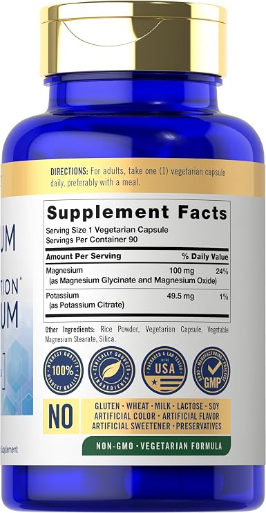 Carlyle Potassium Magnesium Supplement | 90 Capsules | High Absorption