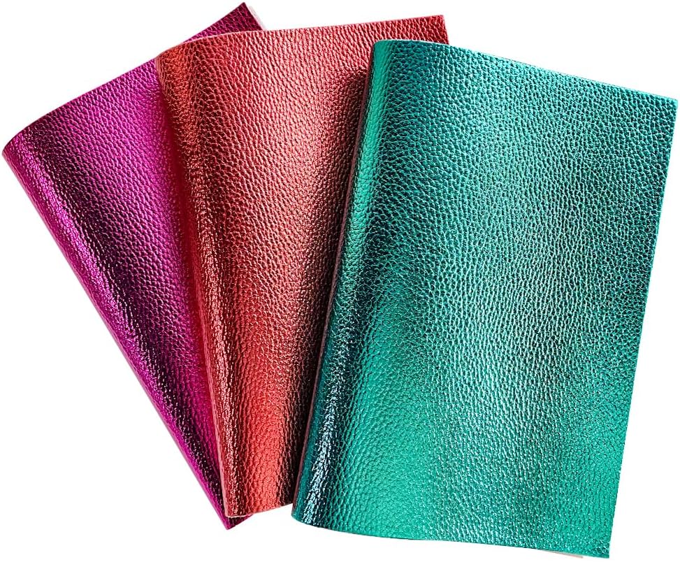 8 Pcs Metallic Lichi Texture Faux Leather Sheets, 8.3" x 11.8" Shiny Colored PU Leather for Hair Bows Jewelry Making image 5