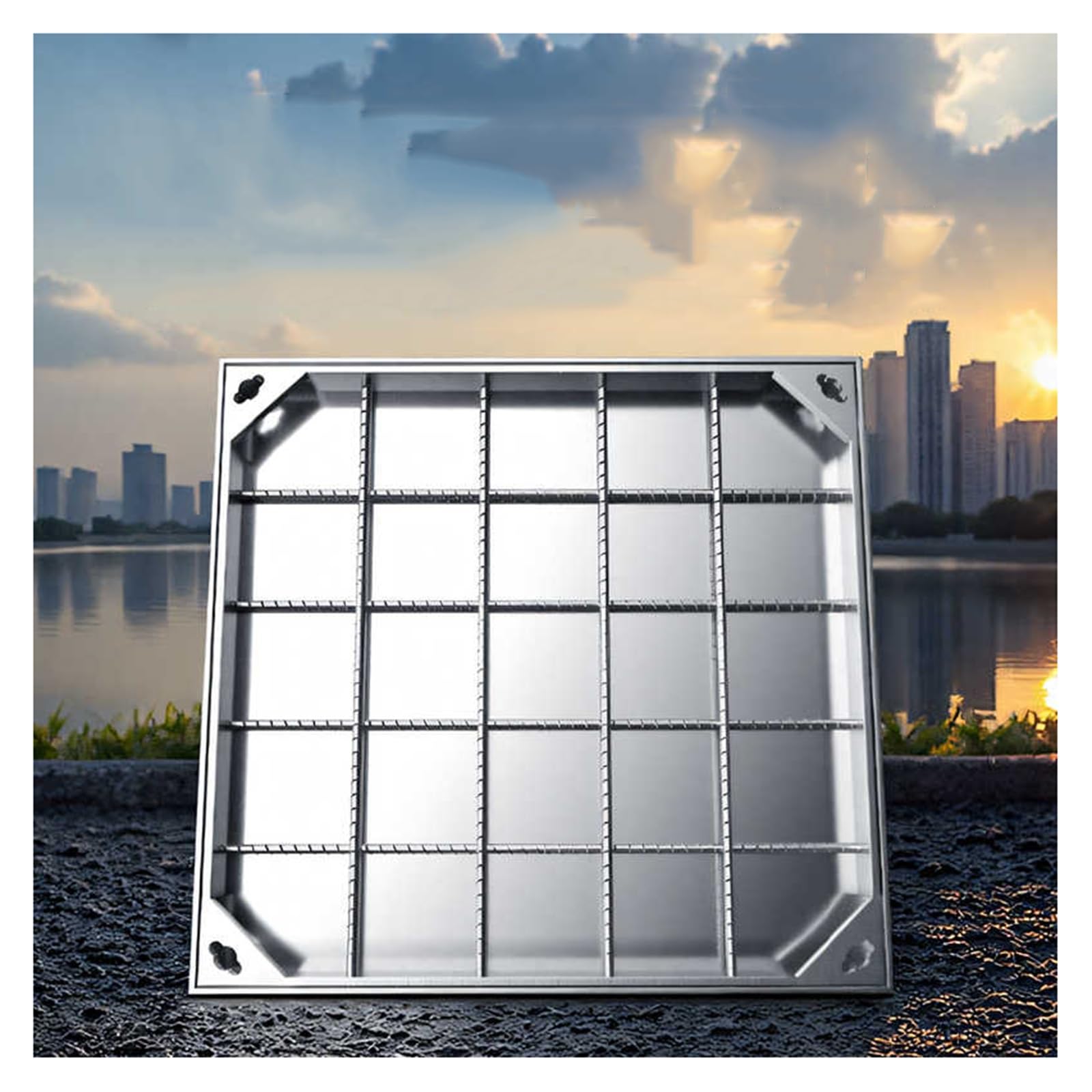 Gbrsxyip 5Cm Stainless Steel Recessed Manhole Cover - Invisible Square Paving Cover & Frame Depth For Patios Gardens & Schools (80X80cm / 31.5X31.5in)