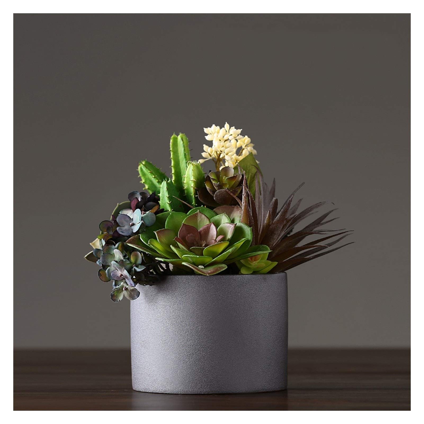 NGDFGR Artificial Potted Plant Decor Decorative Round Faux Potted Succulents/Artificial Plant In Gray Cement Flower Pot Home Office Modern Decoration Perfect Housewarming Gift F,B