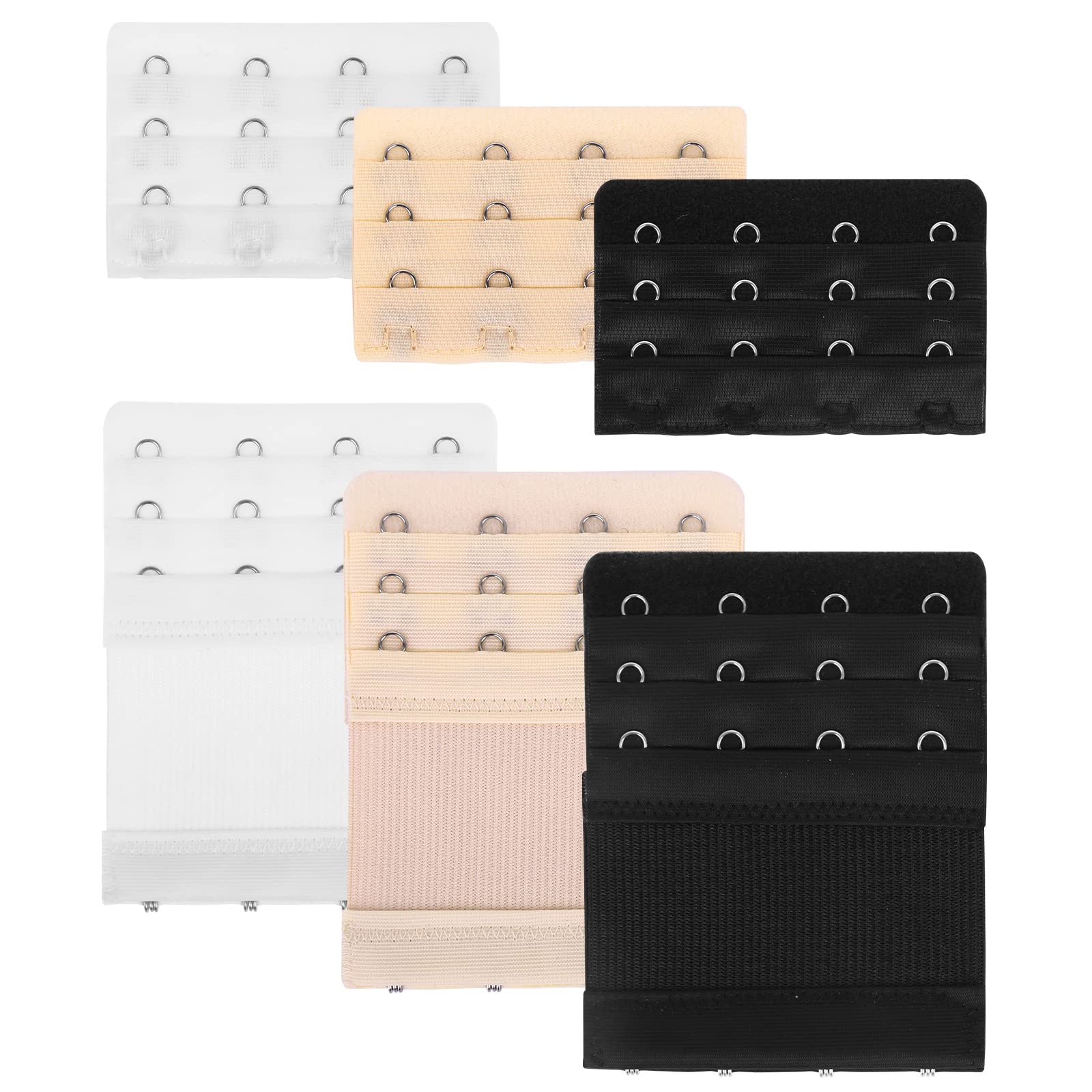 Lot De 12 Rallonges De Soutien-gorge – 3 Rangées De Crochets, élastiques – Noire, Blanche, Chair – Ajustement Confort - 10