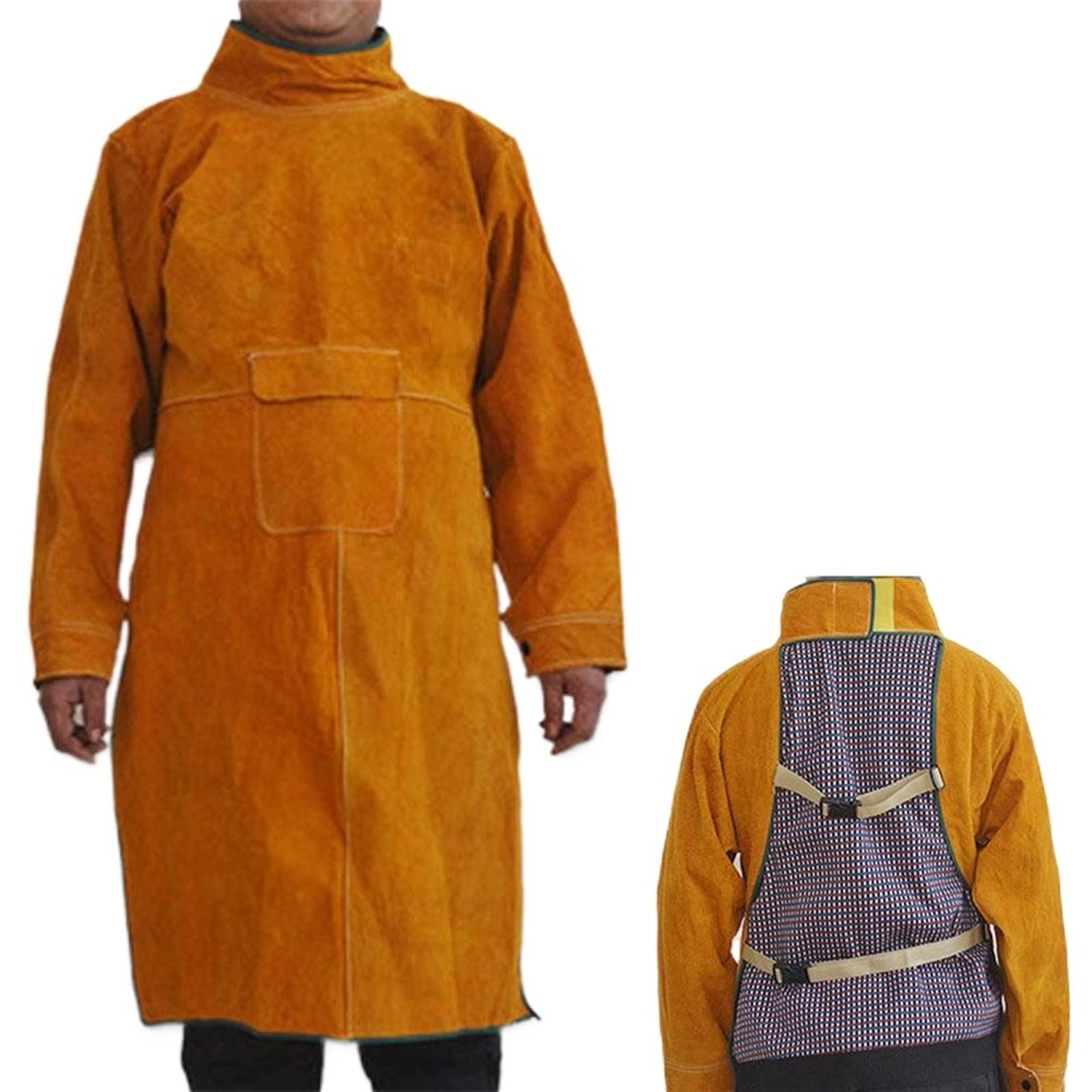 Équipement de Soudage Tablier de soudage en cuir manches capes de cape tablier flamme/chaleur/abrasion en cuir de travail en cuir manche de soudage