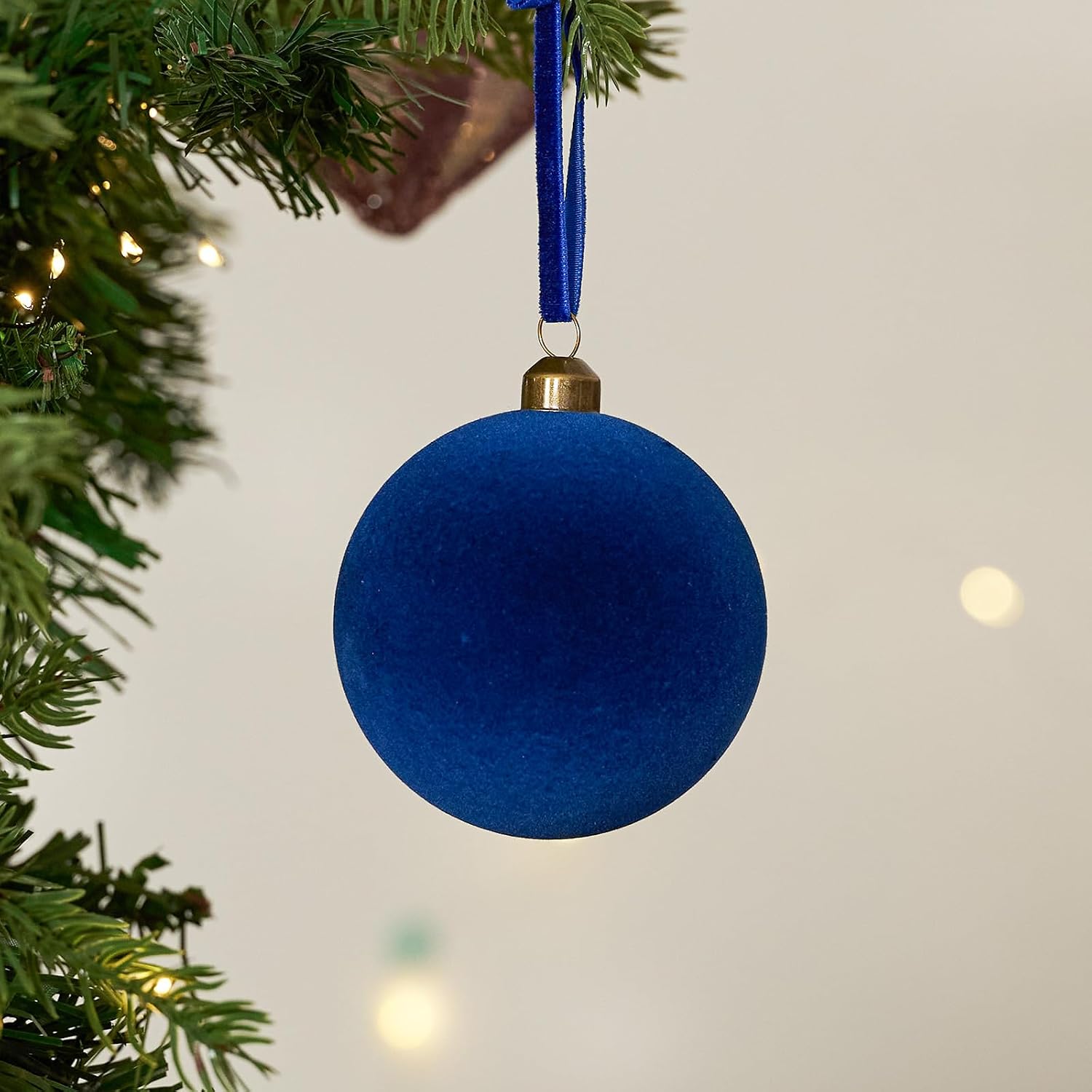 DN DECONATION Christmas Tree Ornaments Set of 9, Blue Velvet Hanging Ball | Decorative Ball Ornaments, 3.14" Plastic Christmas Ball for Home Holiday Party Decor Winter Indoor Decoration Xmas Gifts