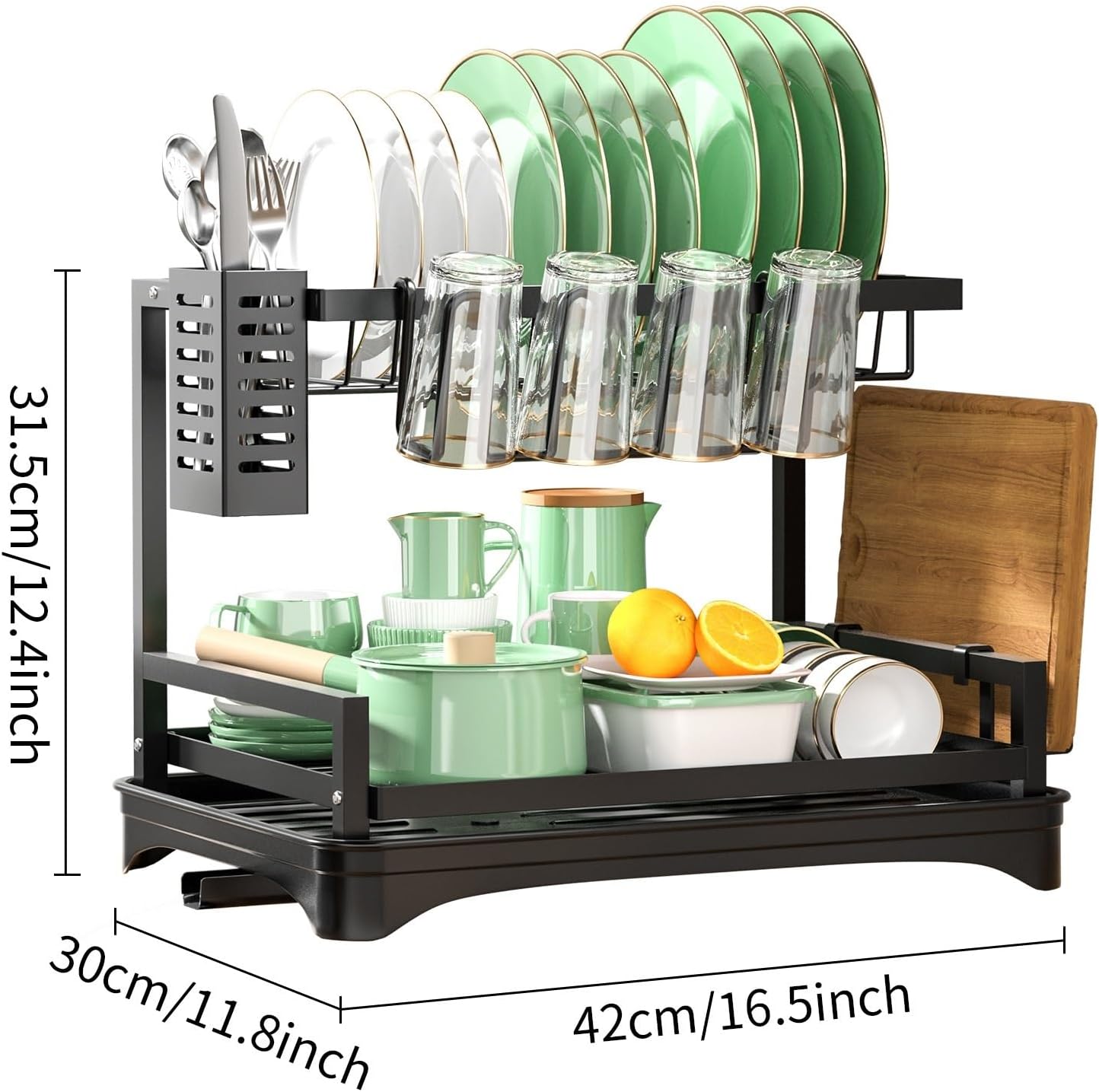Dish Rack Dish Rack with Cup Holder Multifunctional Sink Drain Rack Kitchen Countertop Double Layer Dish Rack Drying Rack Kitchen