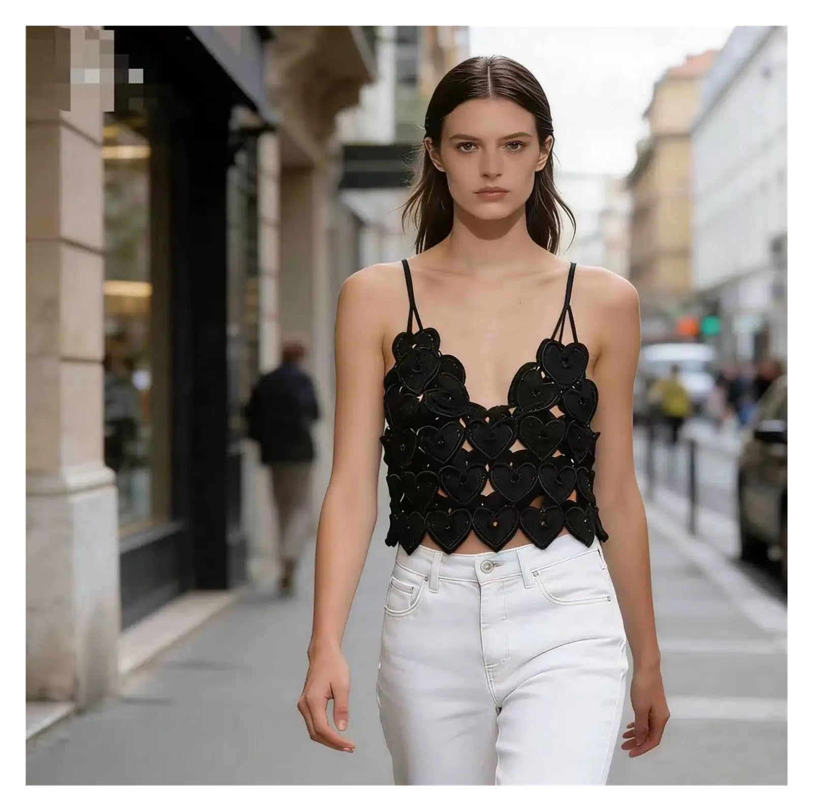 Camisola de Crochet Calada sin Mangas for Mujer