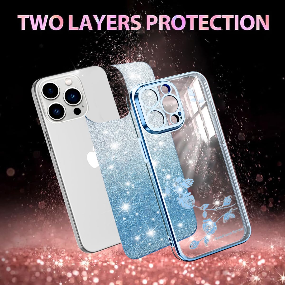 Cover Glitter Per Realme C63 / C61 Con Paillettes - Custodia Trasparente Bling, TPU Morbido Antiurto, Design Variabile (Blu)