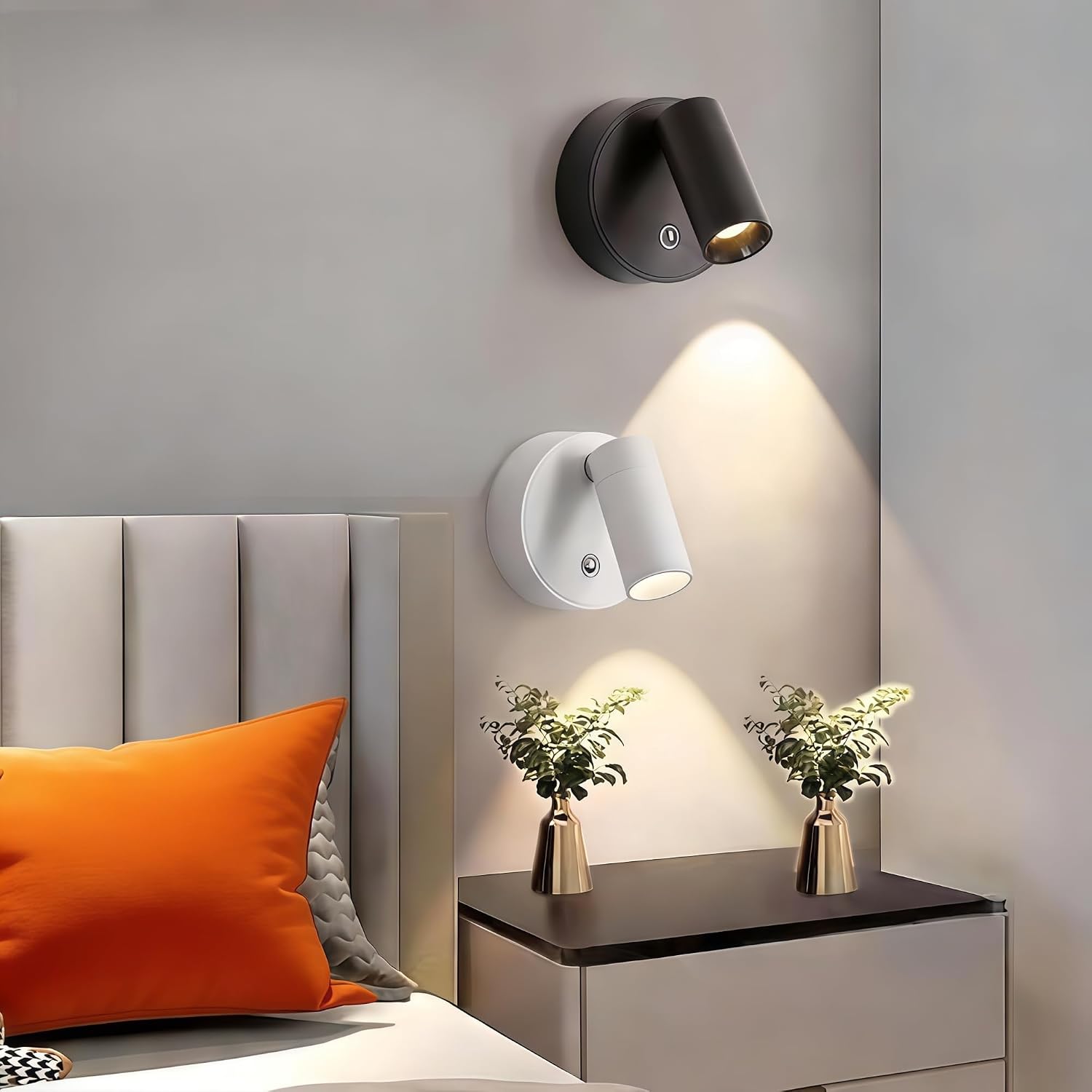LED Magnetic Light, USB-C Rechargeable Wall Lamp, 3 Color Temperatures Stepless Dimmable, Touch & Remote Control, 6 Timers, 350°+90° Rotatable Wireless Light, White