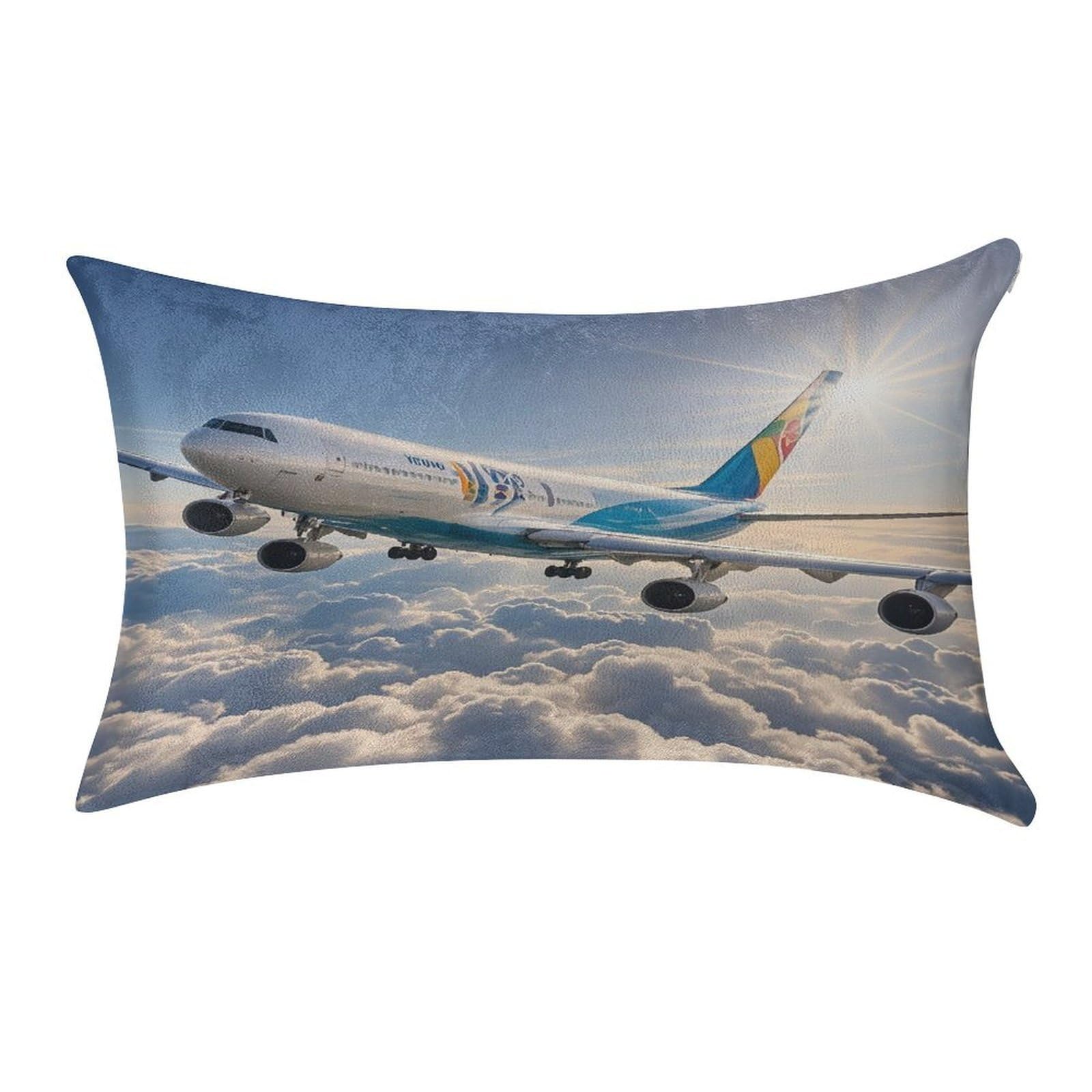FekiLoot Airplane Pillow Covers Luxury Velvet Oblong Pillowcases Rectangular Throw Pillows Case Decorative Velvet Cushion Covers Ultra Soft Lumbar Pillow Shells 12 X 20 in