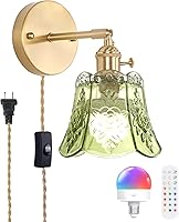 Vista 19 de Juego de dos apliques de pared vintage a pilas, aplique de pared inalámbrico con rosa a pilas con control remoto, luz LED de pared RGB regulable