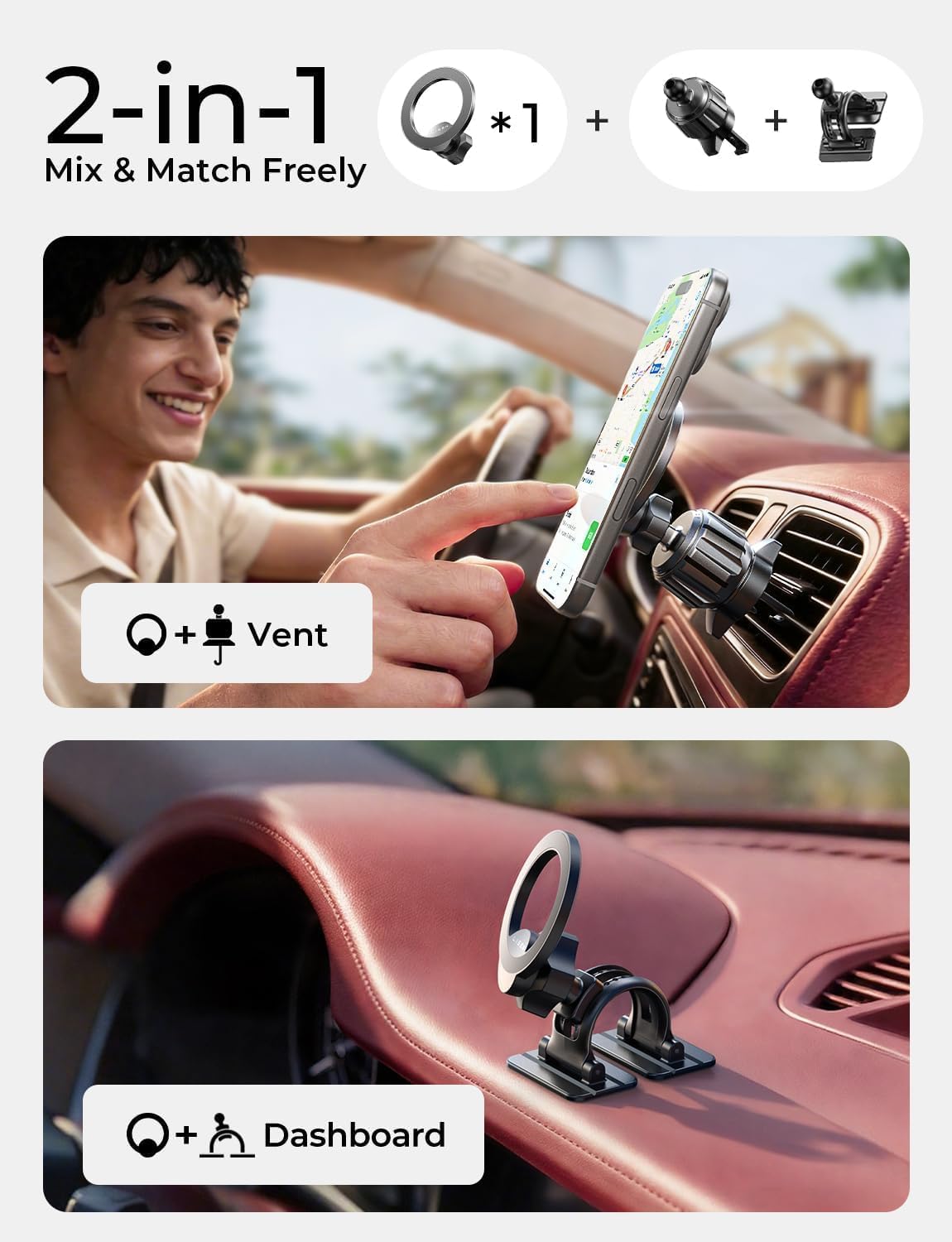  for MagSafe Car Phone Mount for iPhone 18 Pro Max, Magnet Magnetic Phone Holders for Your Car 2-in-1 Vent Dashboard Magnet Cell Phones Holder Mounts fit iPhone 18 Pro Max 17 16 15 14 13 12 thumbnail