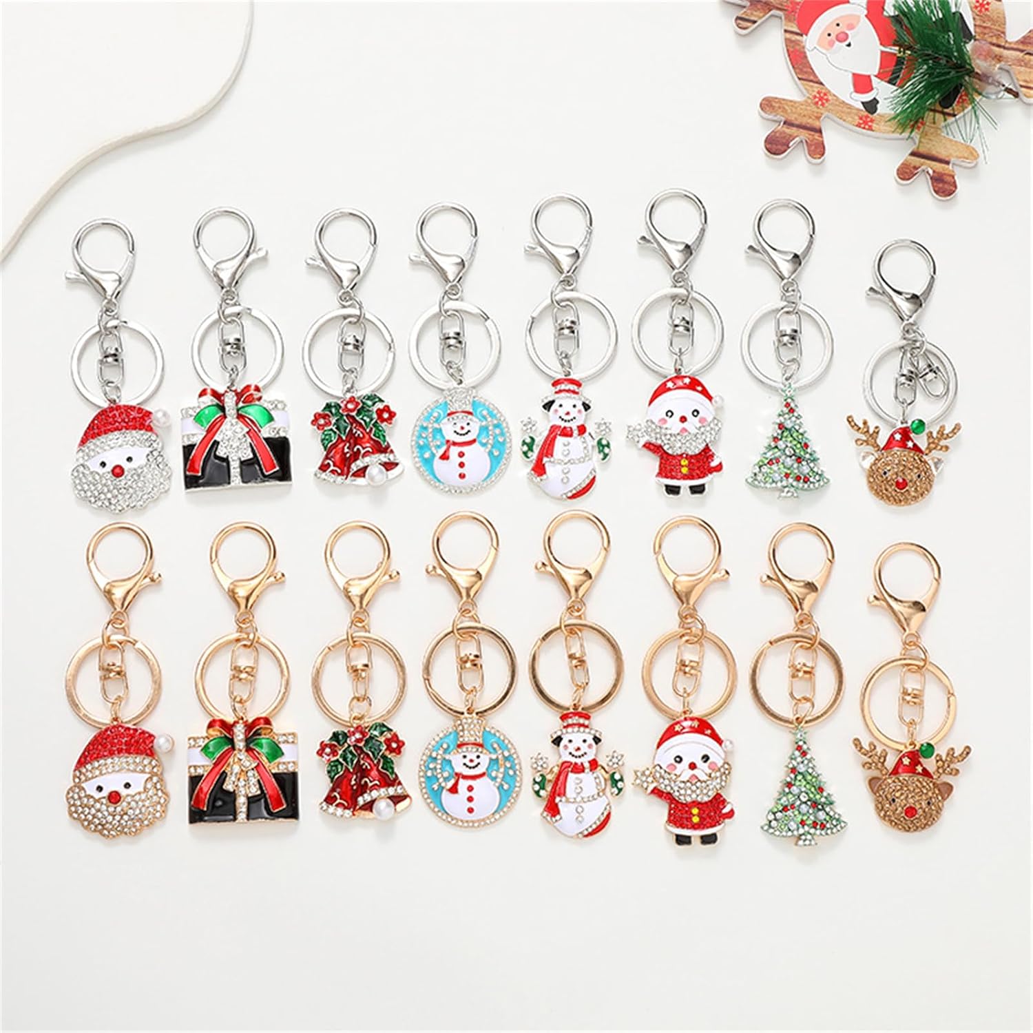 Dreuyet Christmas Keychain Rhinestone Crystal Christmas Tree Santa Purse Bag Handbags Charms for Women Lady Friends - Image 6