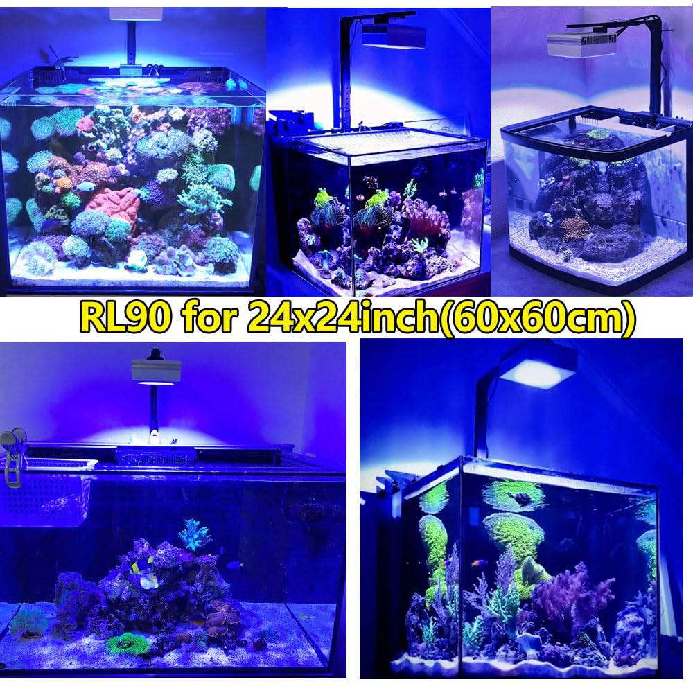 PopBloom RL90 WiFi Lampe Reef Aquarium Beleuchtung Led Meerwasser led beleuchtung für aquarium led lampen aquarium 24inch 2ft 60cm marine coral fish tank (1 RL90 WiFi mit Armhalterung)