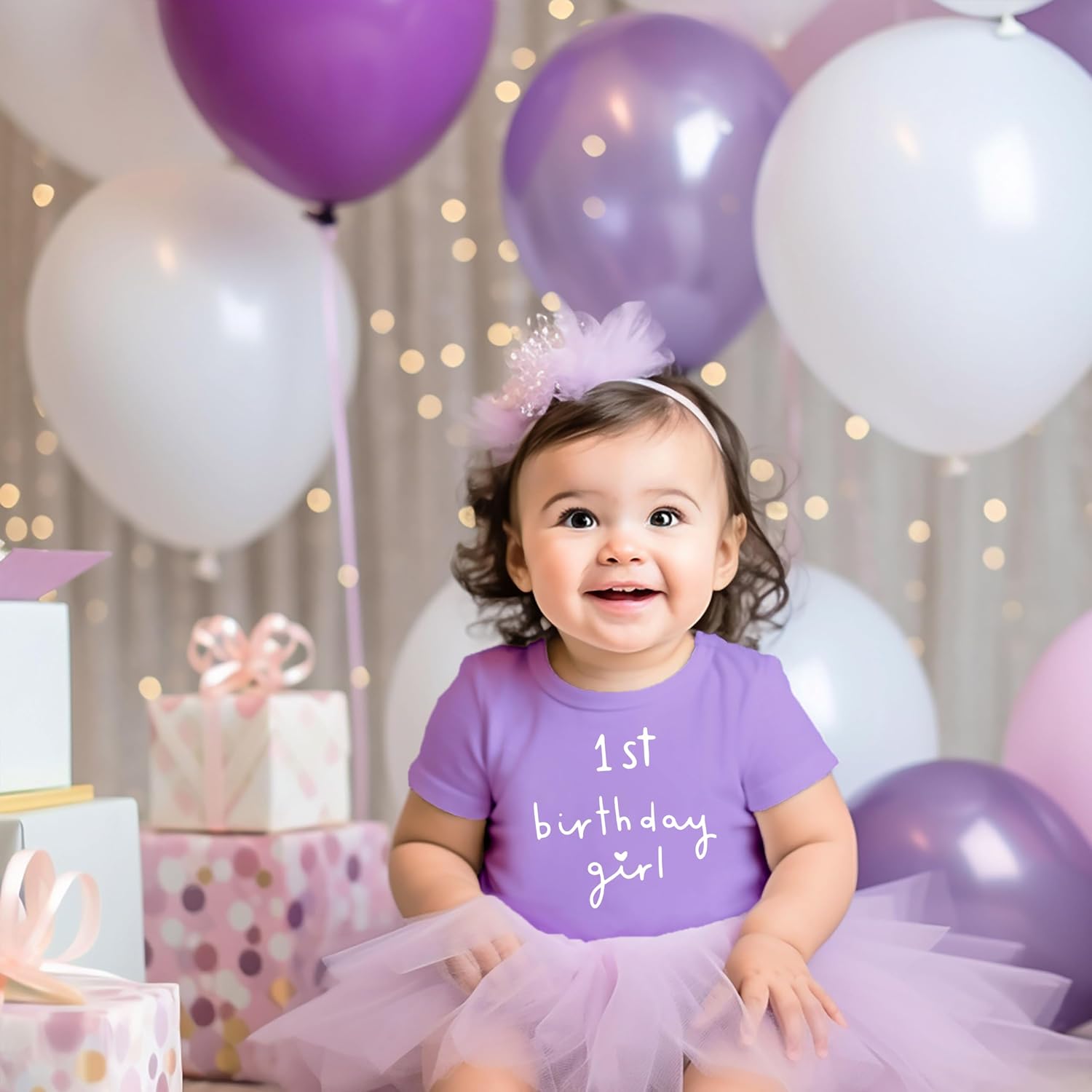 Girls 1st Birthday Shirt Heart Birthday Girl Shirt for Baby Girls One Year Old Retro Birthday
