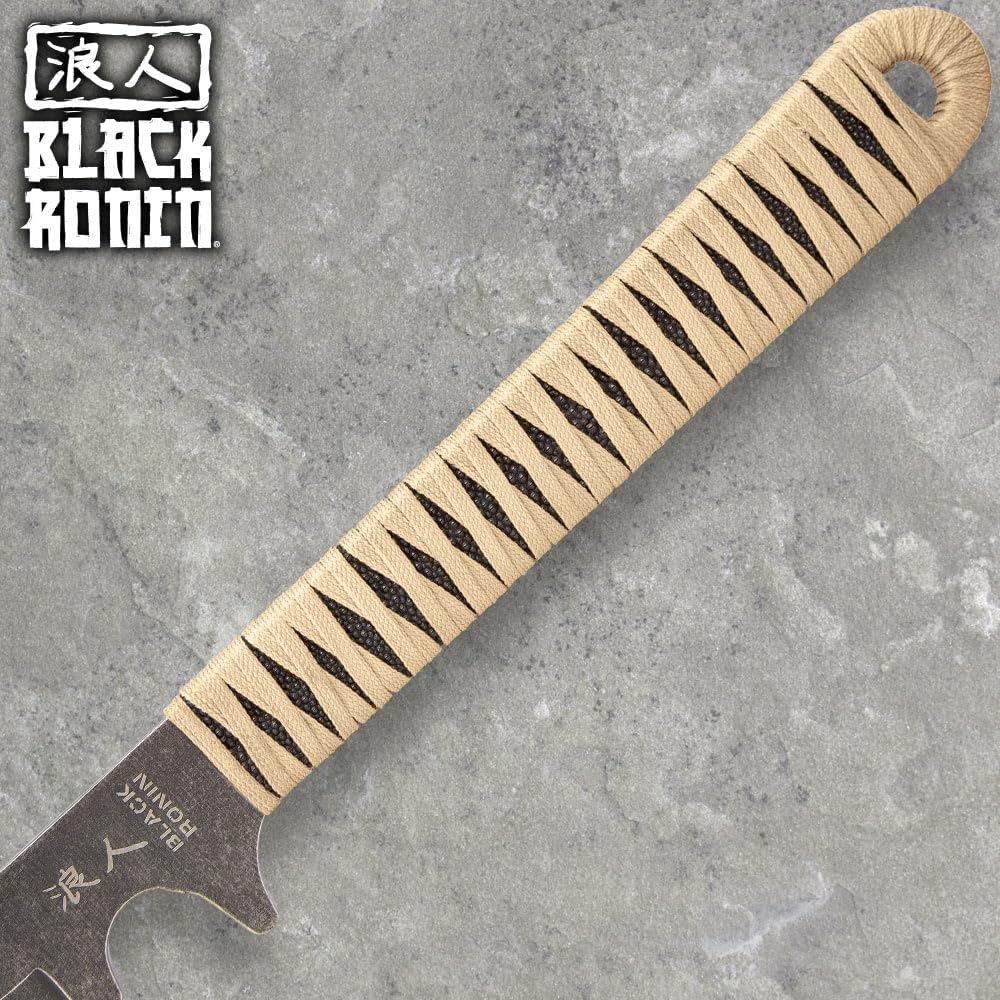 Black Ronin Combat Wakizashi Sword with Injection Molded Sheath | Stainless Steel Blade | Cord-Wrapped Handle