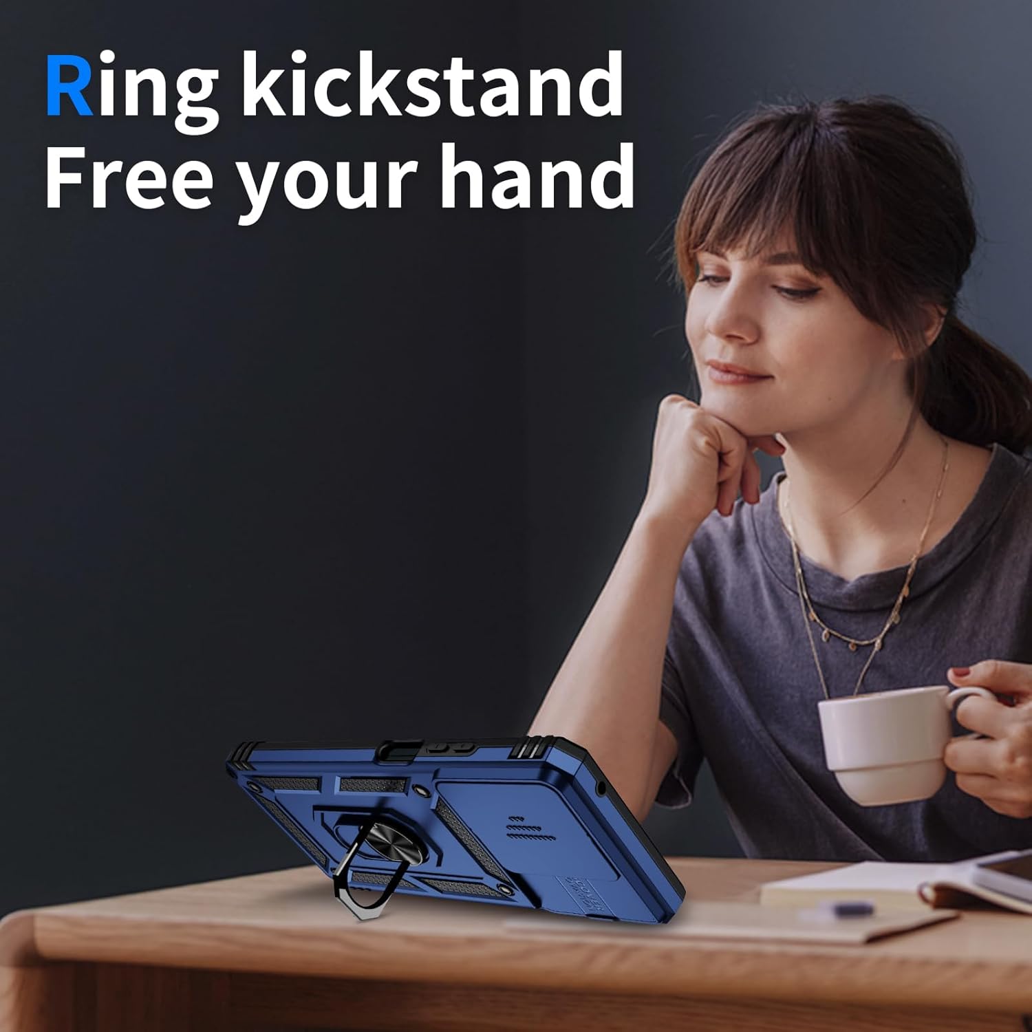 for Moto G Power 2025 Case with Camera Lens Cover, HD Screen Protector, 10 FT Military Grade Drop Protection, Magnetic Ring Holder Kickstand Phone Case for Motorola Moto G Power 2025, Navy Blue - Image 6